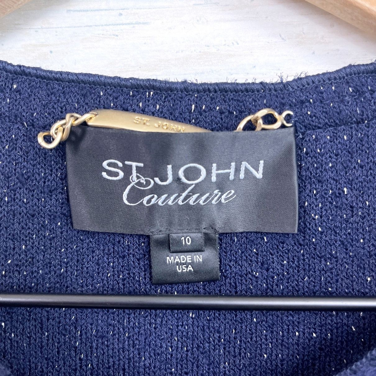 Other St John Couture Tweed Chain Evening Jacket Blue Metallic 10 Size L / US 10 / IT 46 - 7 Thumbnail