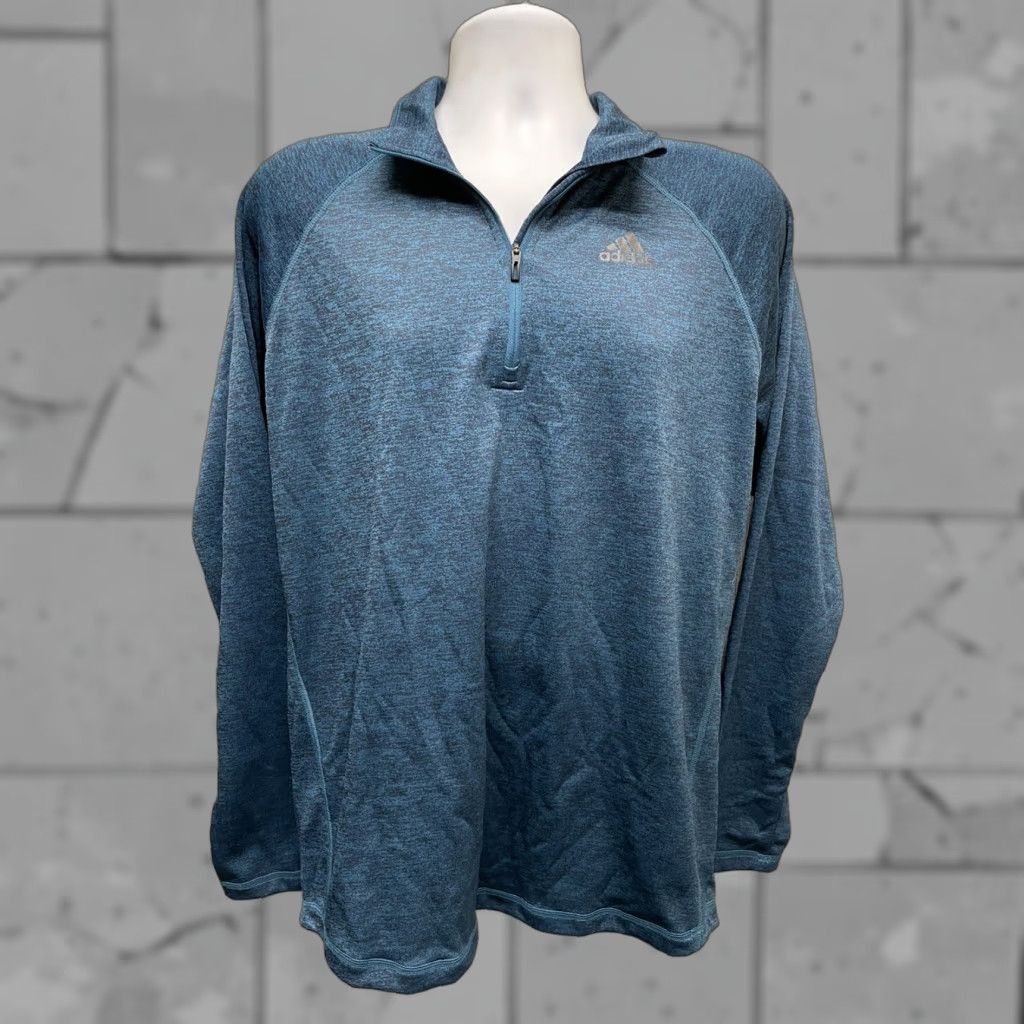 Adidas Adidas Clinalite Blue Half Zip Pullover Mens L Pullover Zip Activewear Blue L Adidas Clinalite Mens Size US L / EU 52-54 / 3 - 1 Thumbnail