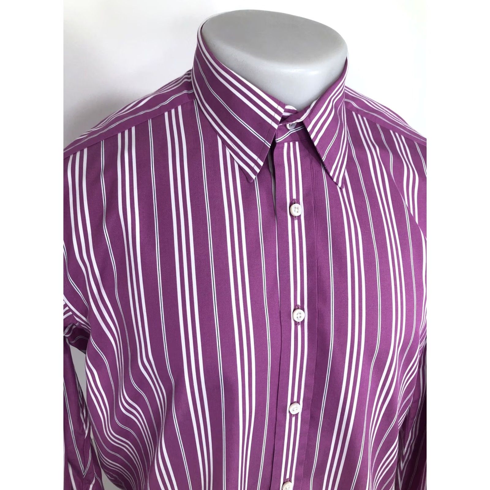 Ralph Lauren Purple Label Ralph Lauren Purple Label Dress Shirt / Italy / Mens Size 16 / Striped Pink White Black Size US L / EU 52-54 / 3 - 3 Thumbnail