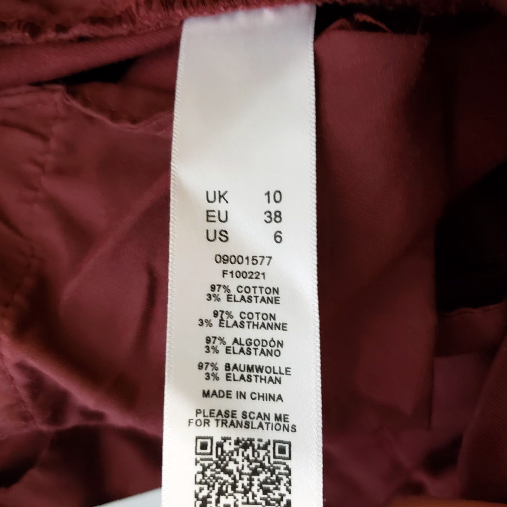 Asos ASOS Womens Pants, 6, High Rise Chino, Red, Cotton Blend, Tapered Leg, 28.5 Inseam, Regular, Brick Red, Womens Size 28" / US 6 / IT 42 - 6 Thumbnail