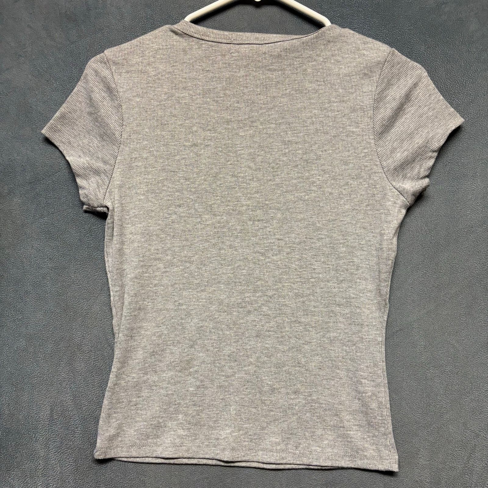 Other Faded Rose Essentials Ribbed Rhinestone Cross Tee Gray Large Size L / US 10 / IT 46 - 2 Thumbnail