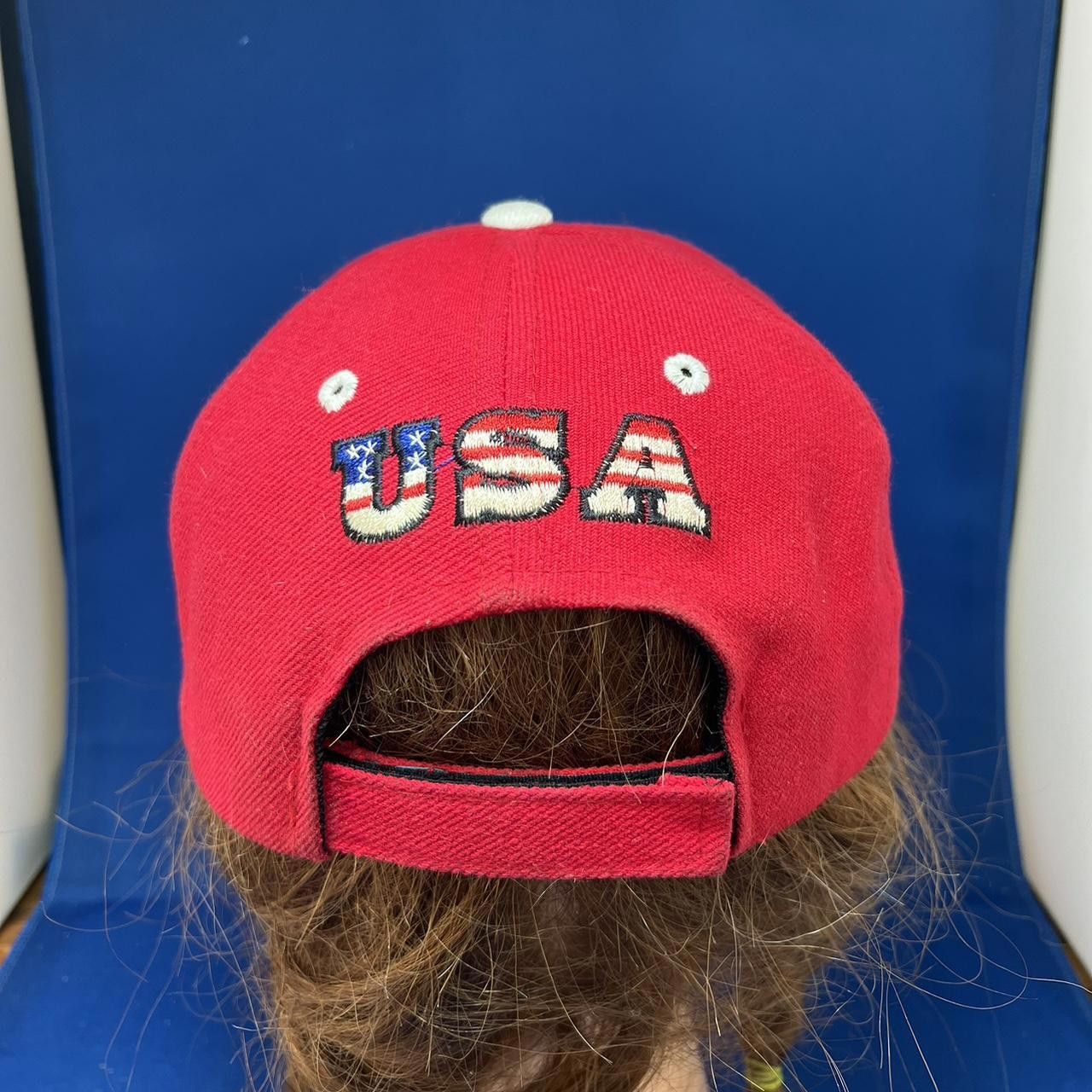 Designer Vintage Patriotic Red USA Cap with Eagle Design Size ONE SIZE - 3 Thumbnail