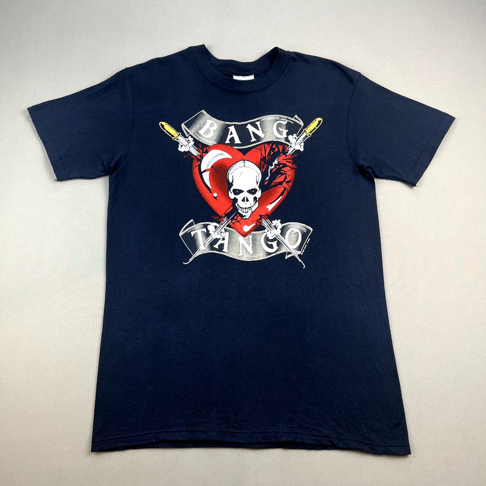 image of Hanes x Made In USA Vintage Bang Tango T-Shirt Large Black Psycho Cafe 1989 Band, Men's