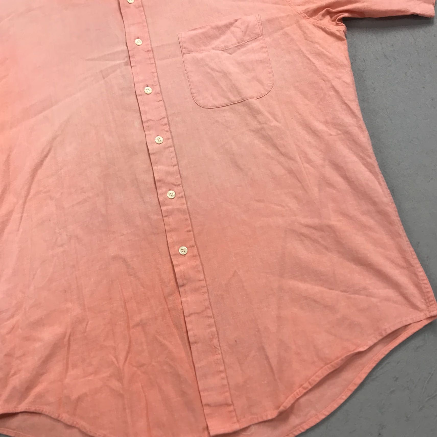 J.Crew VINTAGE J.CREW Shirt Mens Large Orange Oarsman Camp Collar 100% Cotton 90s Size US L / EU 52-54 / 3 - 4 Thumbnail