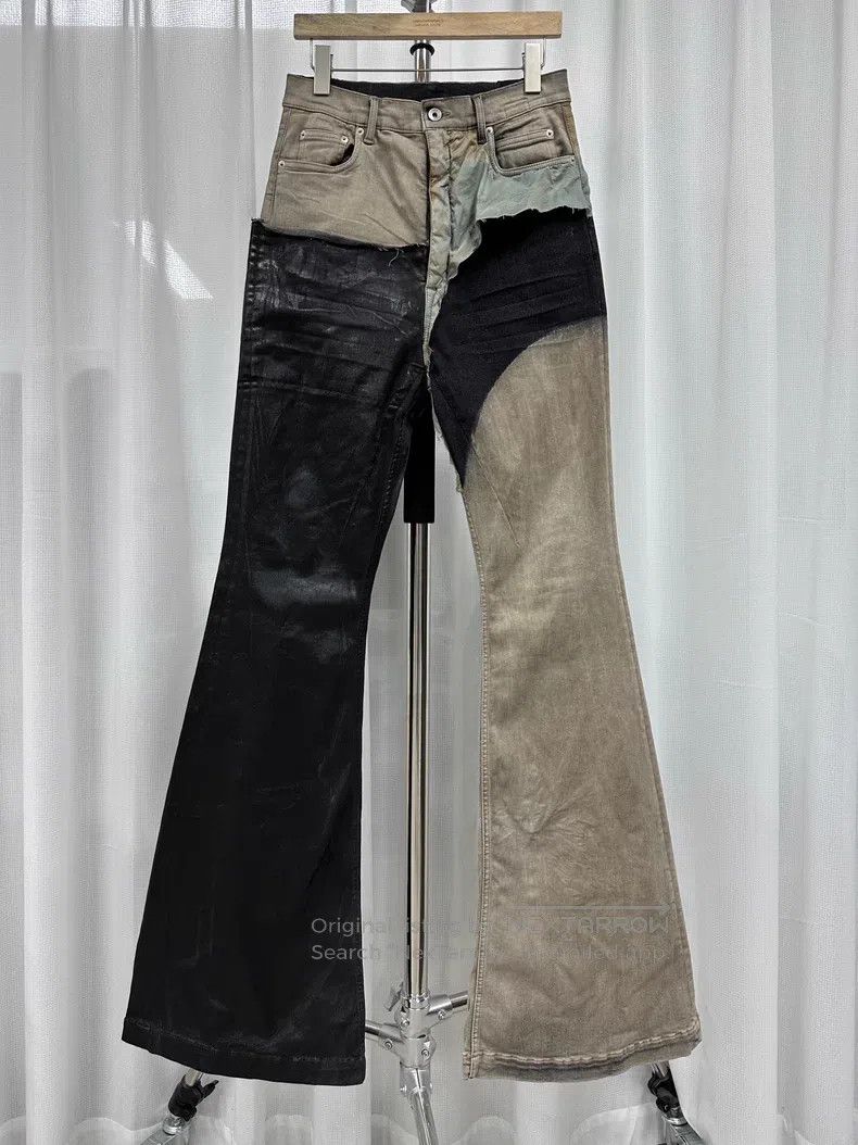 Rick Owens FW22 Bolan Boot cut Patchwork Coated Brushed Wa