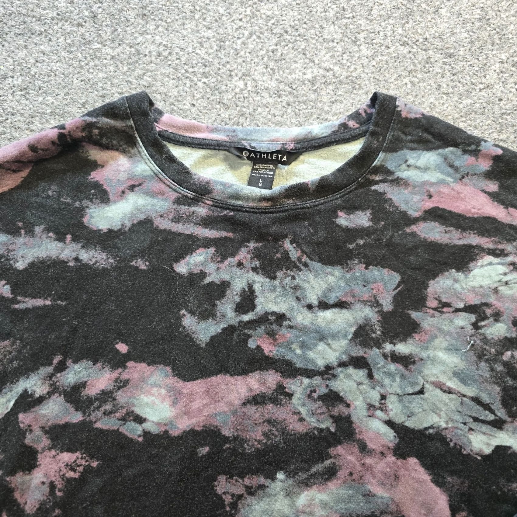 Athleta Athleta Top Women L Black Tie Dye Sweatshirt Long Sleeve Lounge Casual Size L / US 10 / IT 46 - 2 Thumbnail