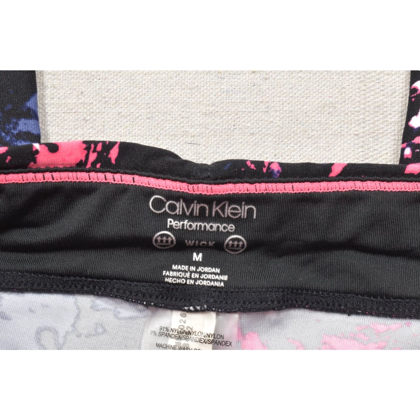Calvin Klein Calvin Klein Performance Women's M Black Pink Abstract Print Cropped Stretch Legging Size 32" / US 10 / IT 46 - 6 Thumbnail