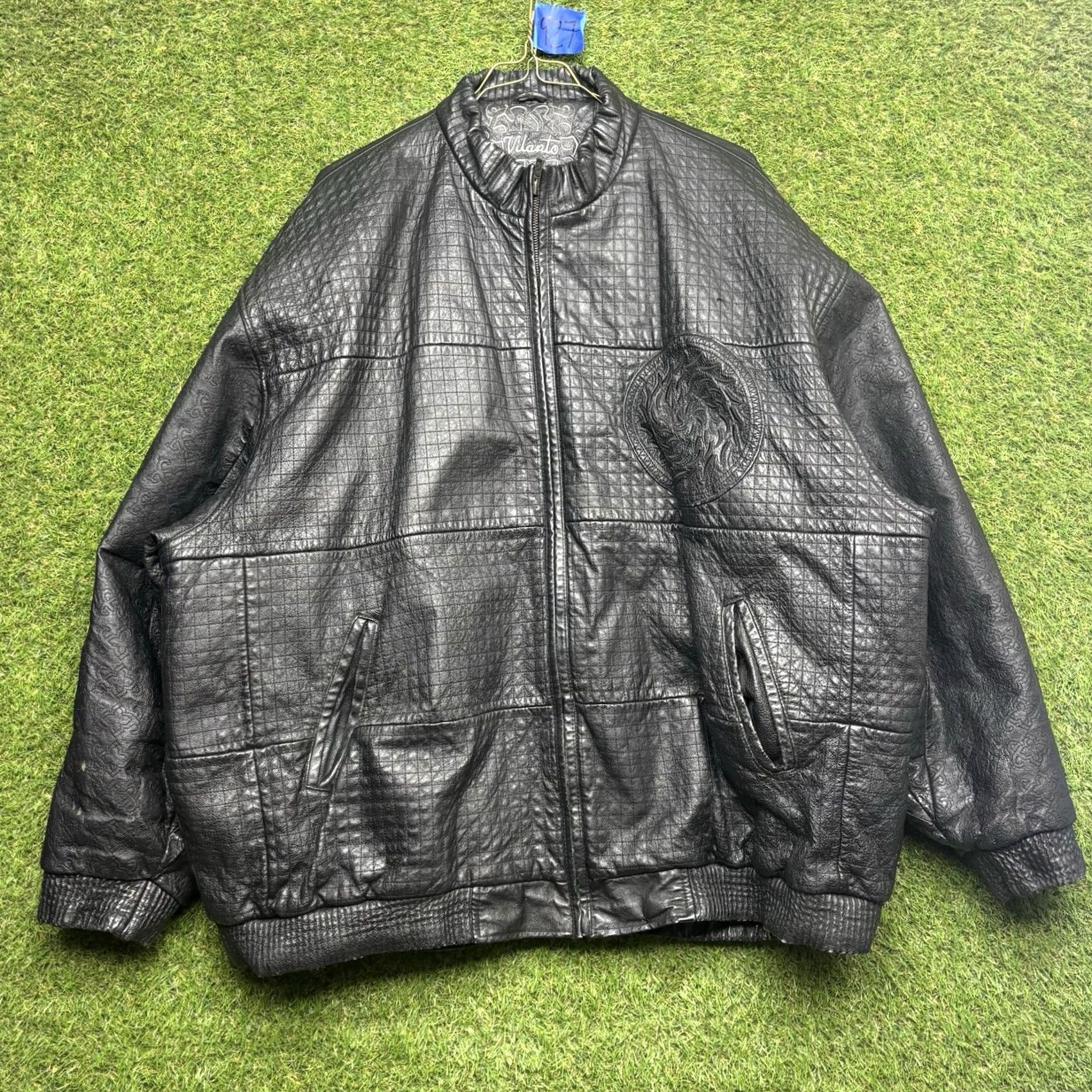 Vintage Vilanto Leather Jacket Mens 6XL Black Embossed Full Zip Up Riding Grunge y2k 90s Jacket Mens 6XL Black Leather Size US XXL / EU 58 / 5 - 2 Thumbnail