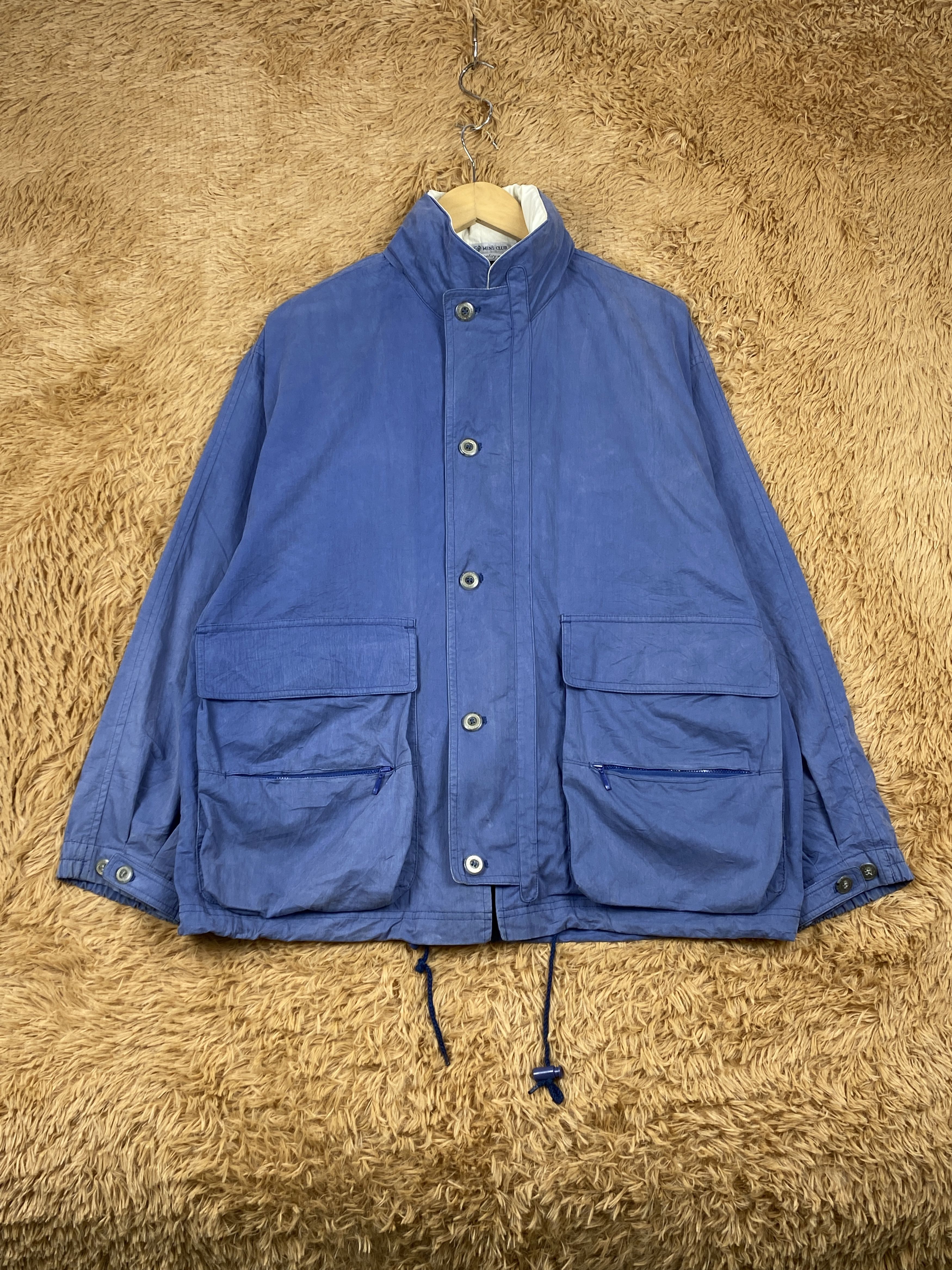 image of Vintage Men's Club Zip Up Faded Jacket in Faded Blue (Size Medium)
