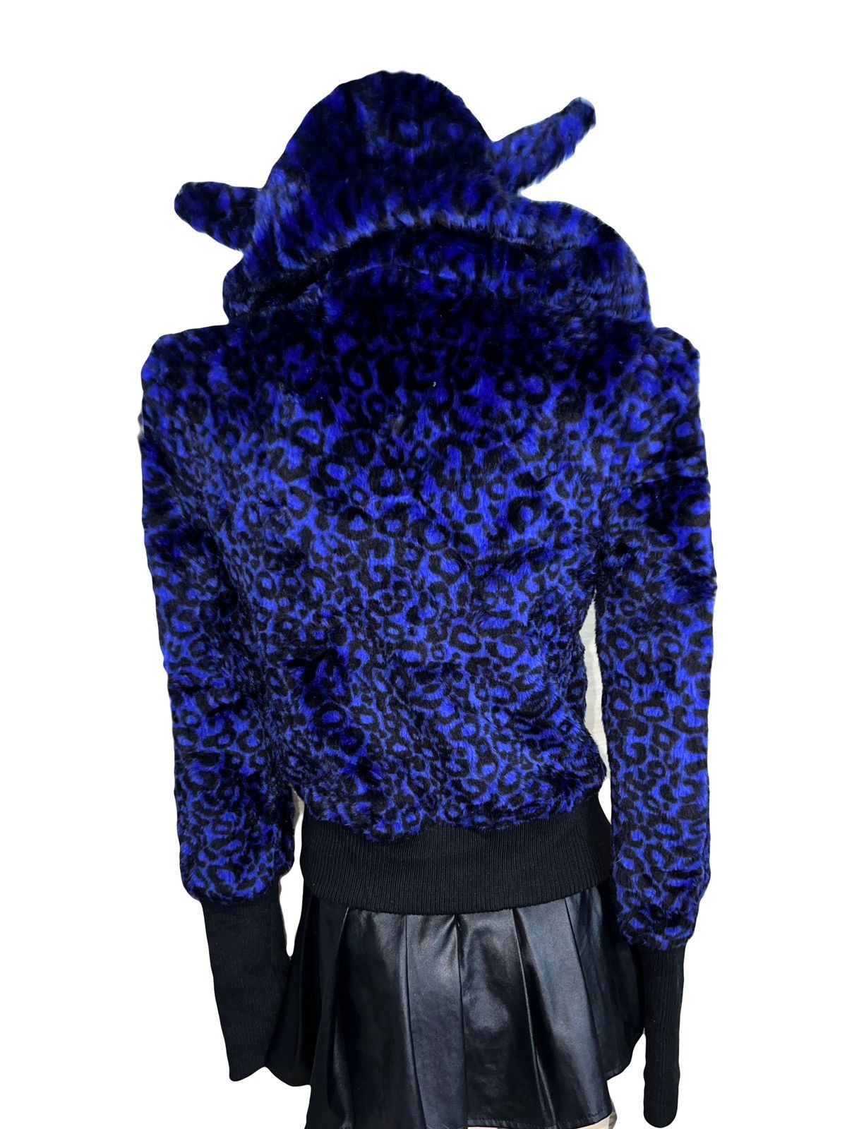 Japanese Brand JSG leopard fur cat ear hoodie zip ★☆ Size ONE SIZE - 7 Thumbnail