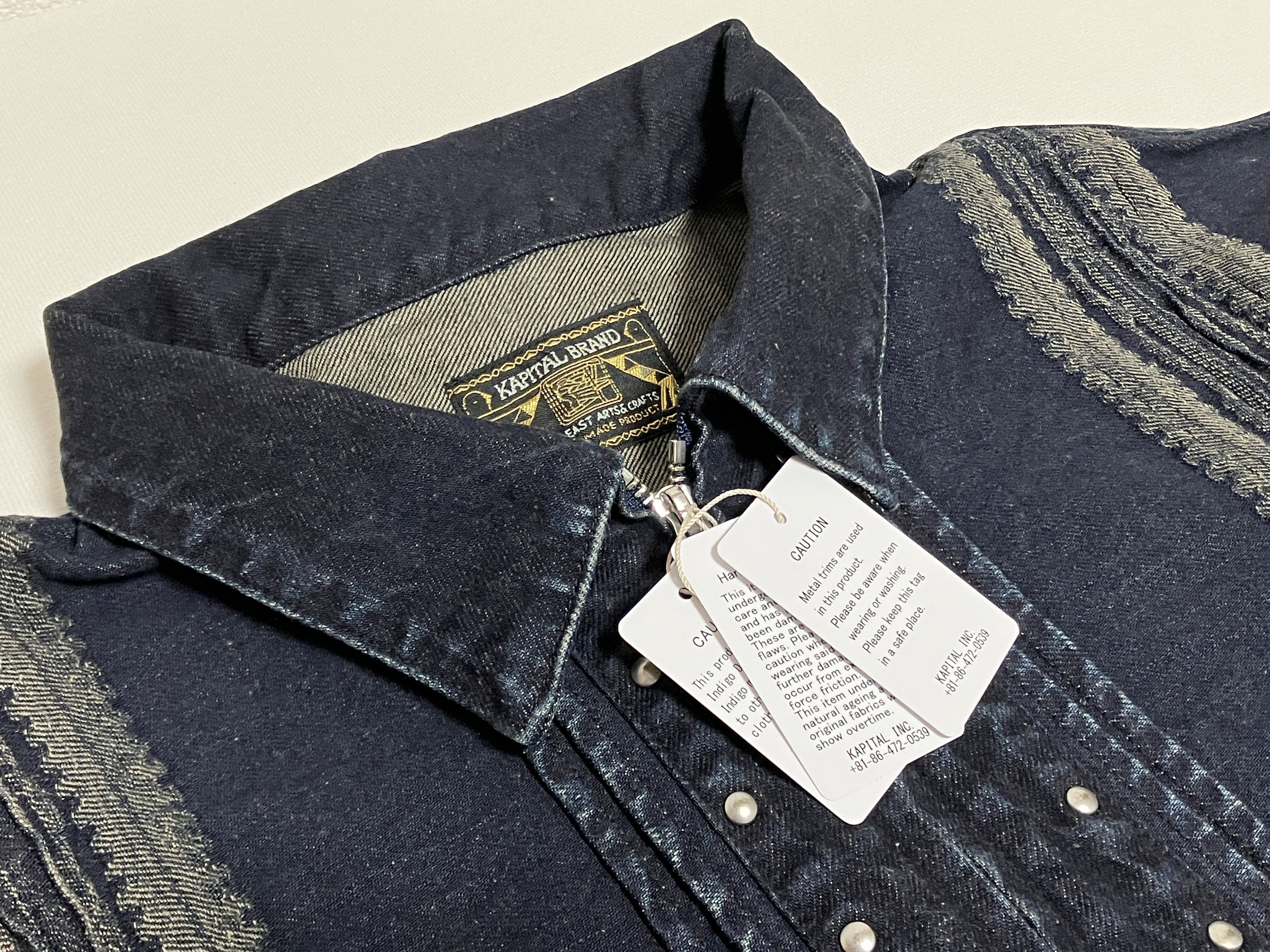 Kapital Kapital 12oz Yagasuri Jacquard Denim Chimayo Drizzler JKT Size US XXL / EU 58 / 5 - 12 Thumbnail