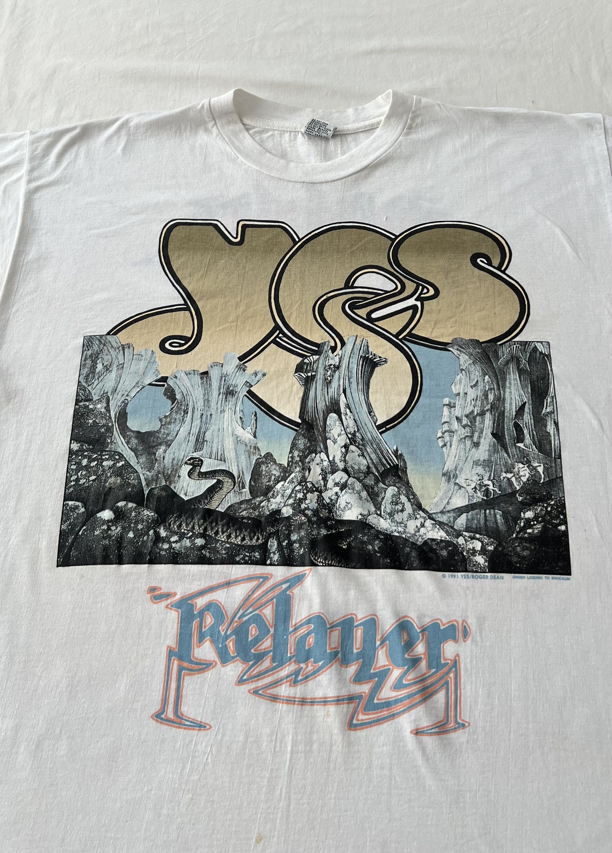 Band Tees Vintage 1991 Yes Band Relayer World Tour White T-shirt Size US XL / EU 56 / 4 - 3 Thumbnail