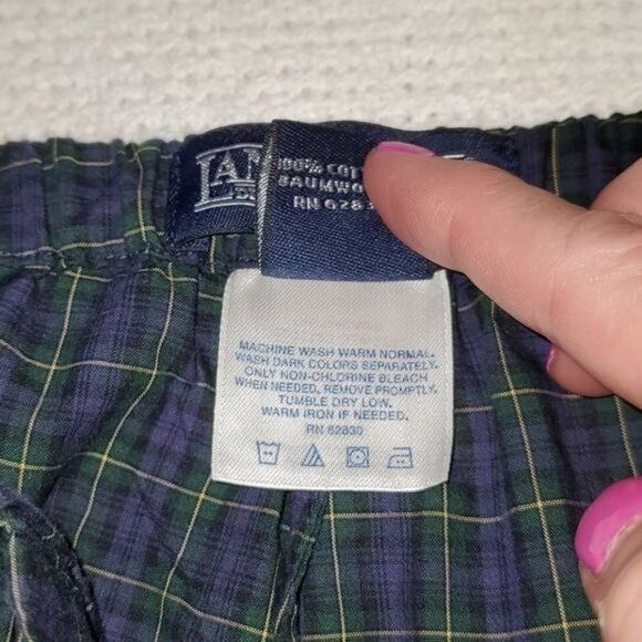 Vintage Lands' End Blue Plaid Button Down Top w Pocket & Elastic Wai Size US L / EU 52-54 / 3 - 13 Thumbnail