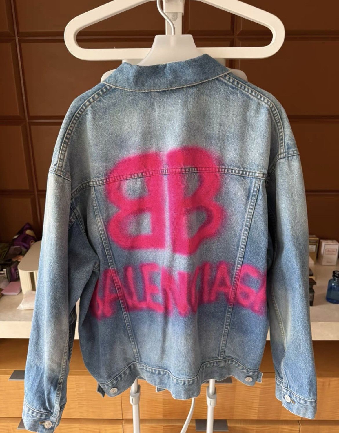 Balenciaga Balenciaga Spray-painted Logo Denim Jacket Size US XS / EU 42 / 0 - 3 Thumbnail