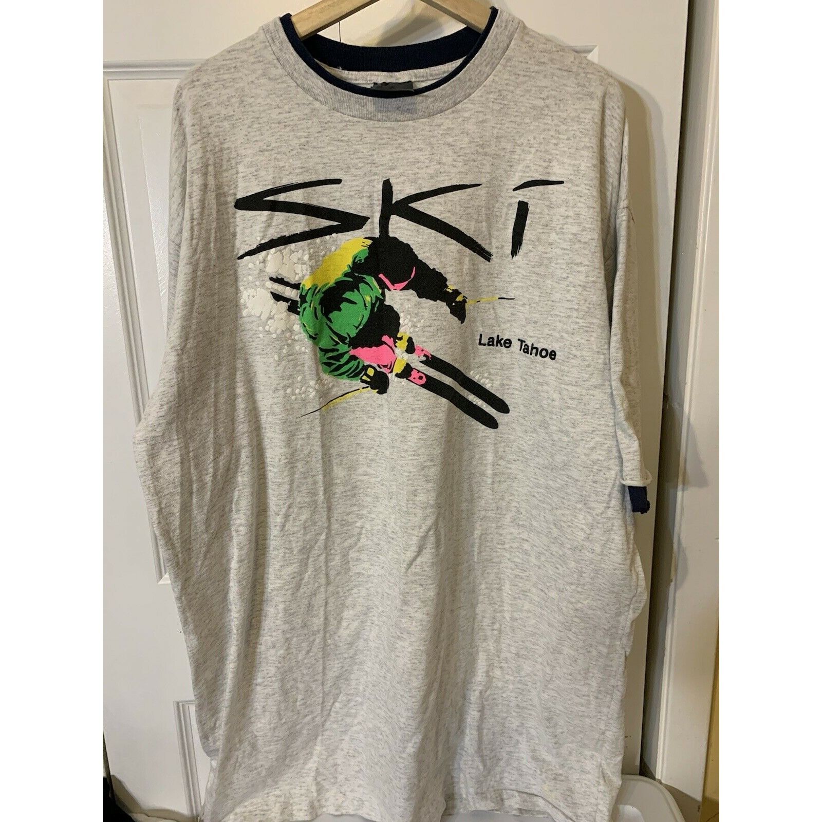 Vintage Vintage 80s Ski Lake Tahoe Downhill Skiing Men’s Sz 3XL Gray Size US XXL / EU 58 / 5 - 4 Thumbnail