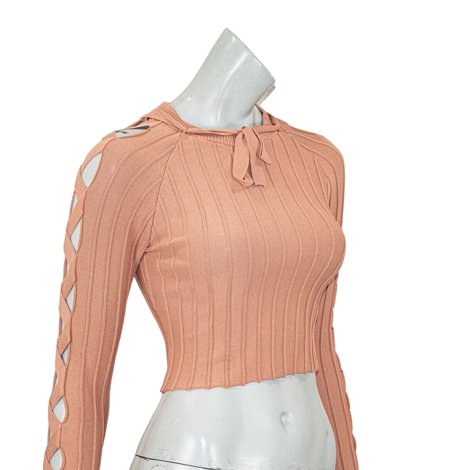 For Love & Lemons Knitz For Love & Lemons Ribbed Crop Top open lace sleeves Size L / US 10 / IT 46 - 11 Thumbnail