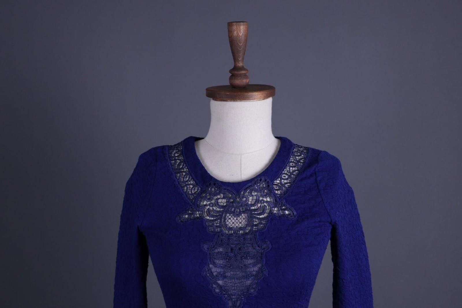 The Kooples The Kooples Blue Embroidered A-Line Dress Size S Size S / US 4 / IT 40 - 2 Thumbnail