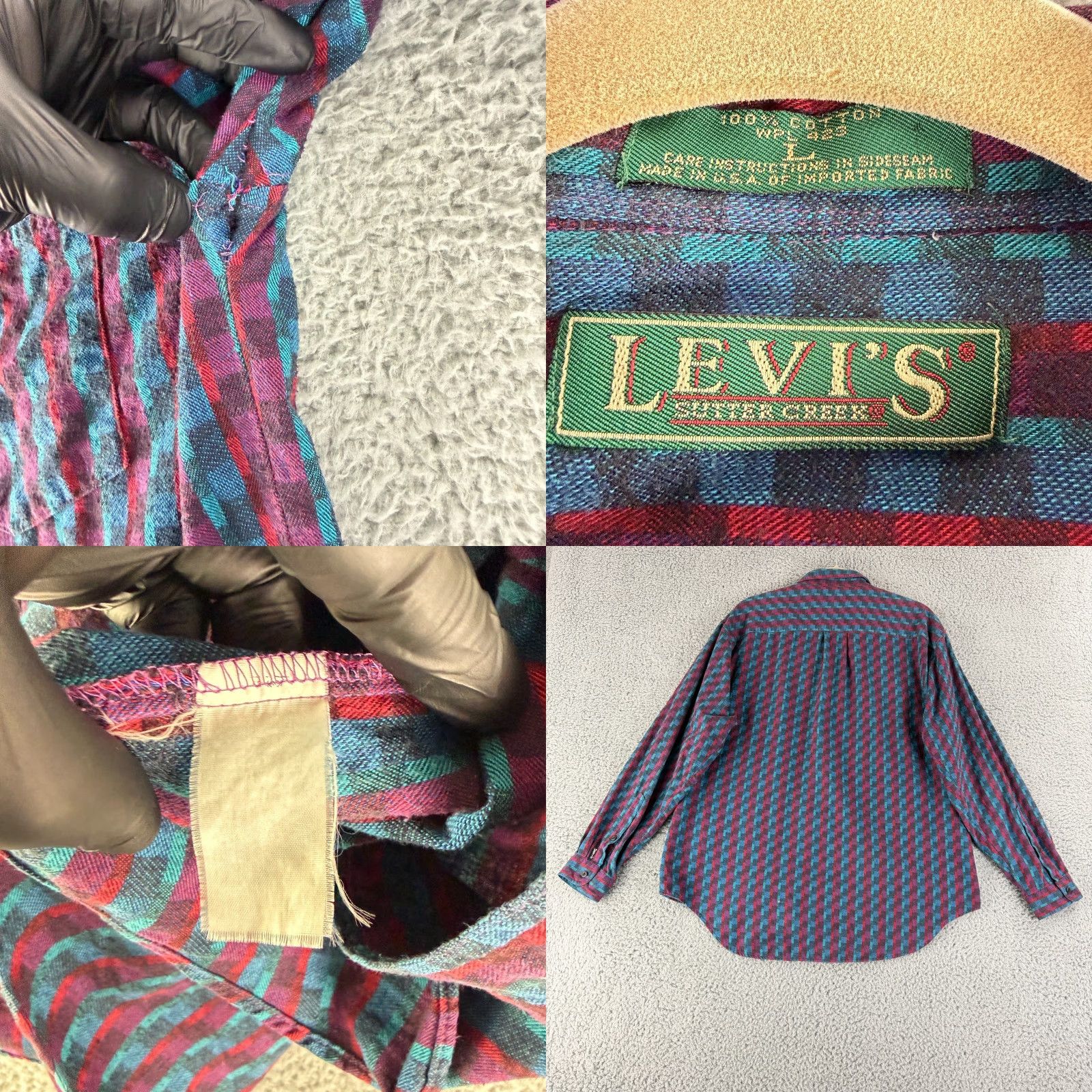 Levi's VINTAGE Levi's Button-Up Shirt Mens L Blue Geo Print Long Sleeve Cotton VTG USA Made Size US L / EU 52-54 / 3 - 8 Thumbnail