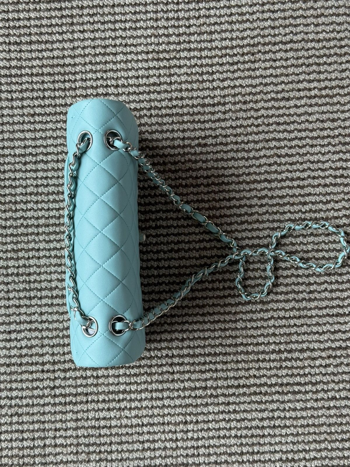 Chanel Chanel 19C Tiffany Blue lamb skin classic flap medium bag Size ONE SIZE - 4 Thumbnail