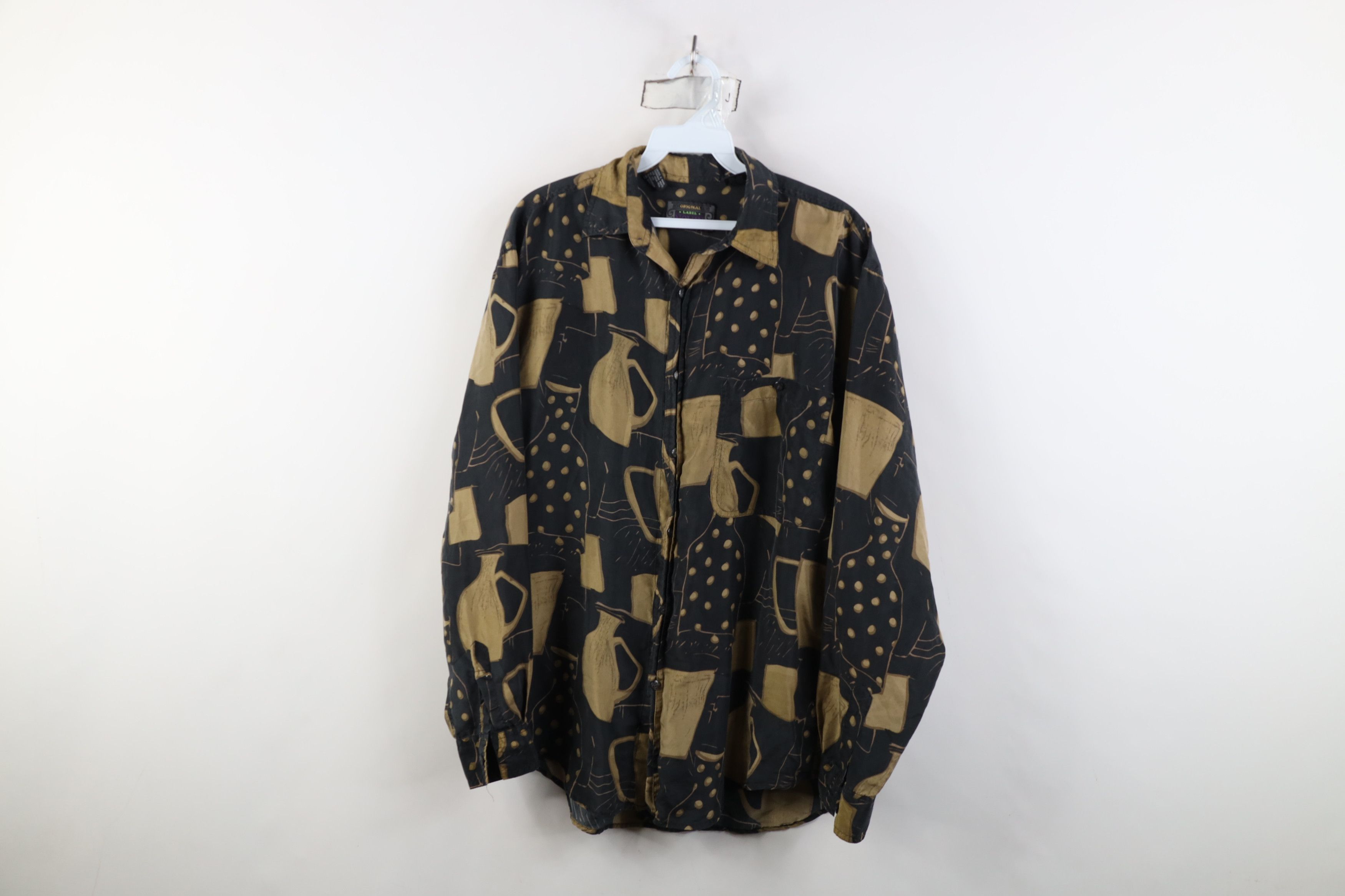 Vintage 90s Streetwear Baggy Fit Silk Collared Button Shirt