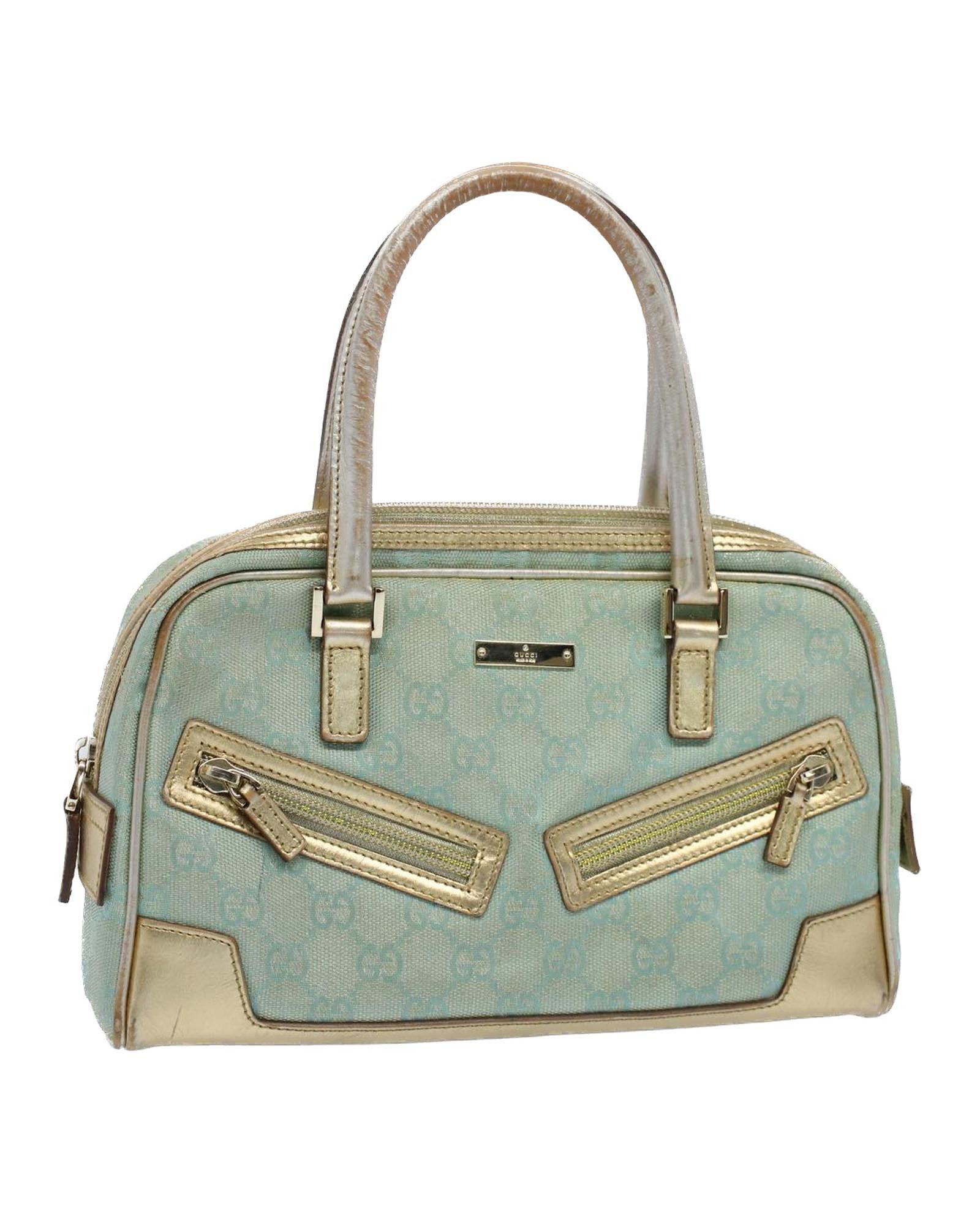 image of Gucci Blue Canvas Hand Bag With Dust Bag in Light Blue, Women's
