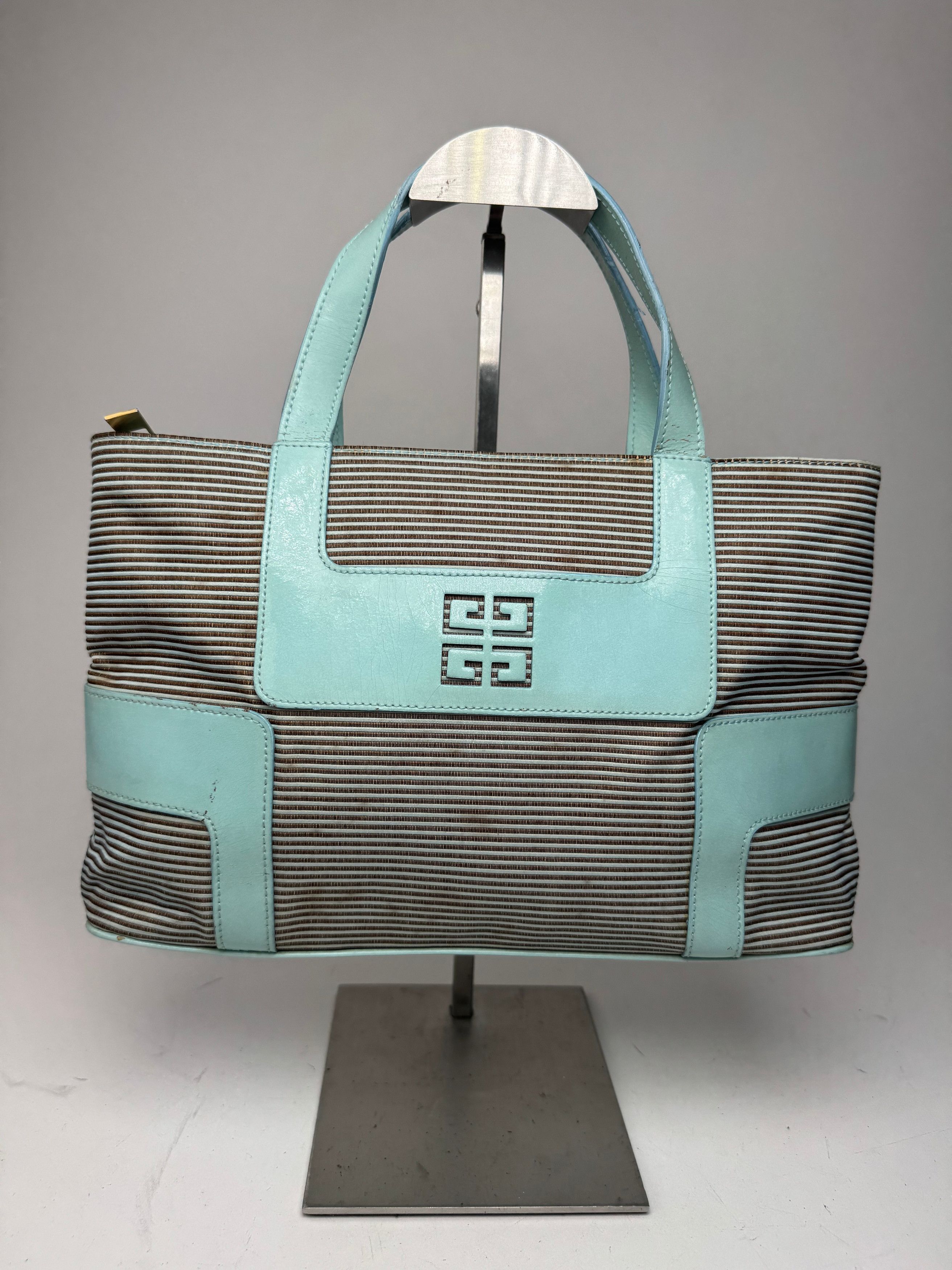 Givenchy Vintage Leather Canvas Bag Turquoise Brown Size ONE SIZE - 1 Thumbnail