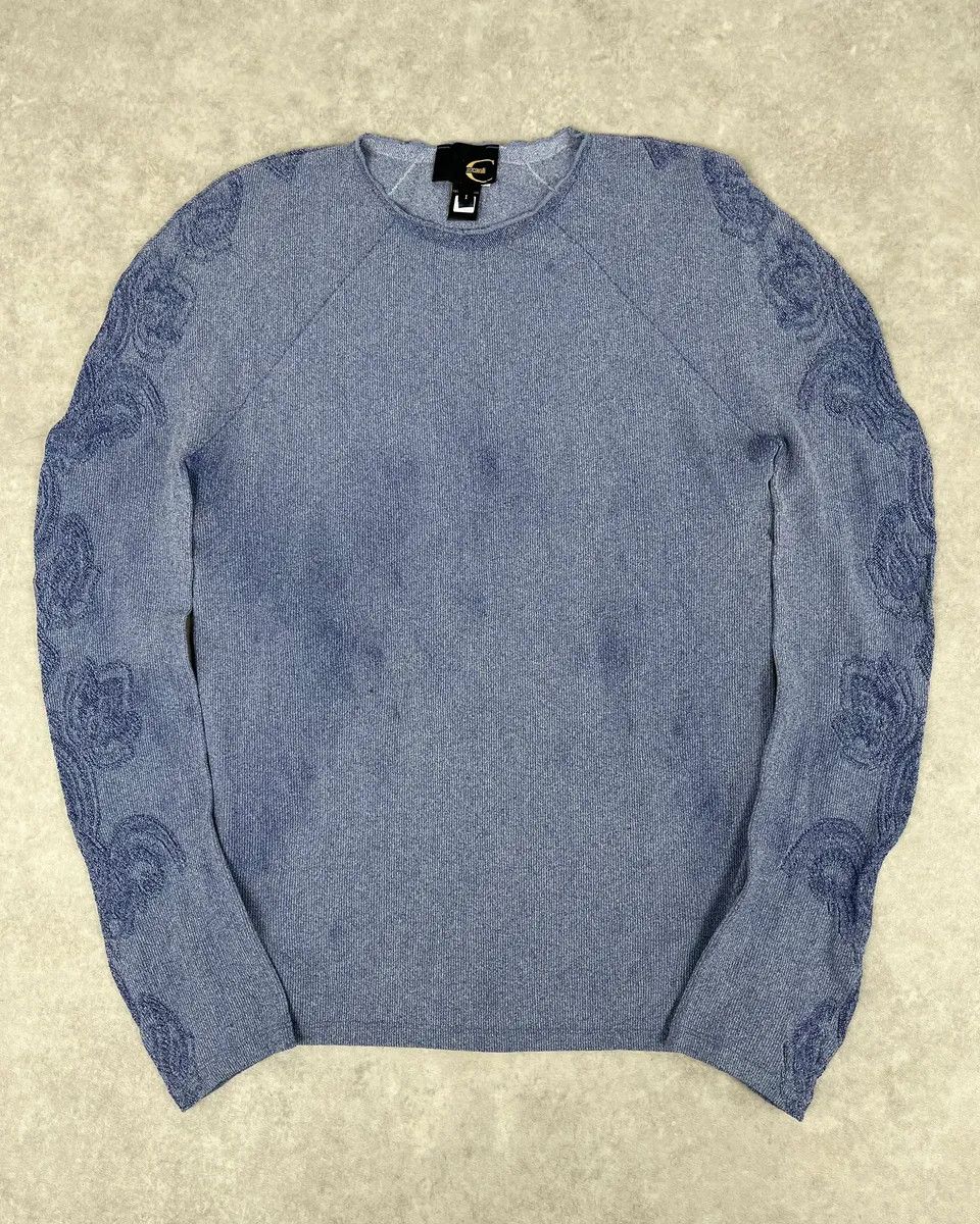 Just Cavalli 2000s Cavalli Blue Floral Longsleeves Size US S / EU 44-46 / 1 - 1 Thumbnail