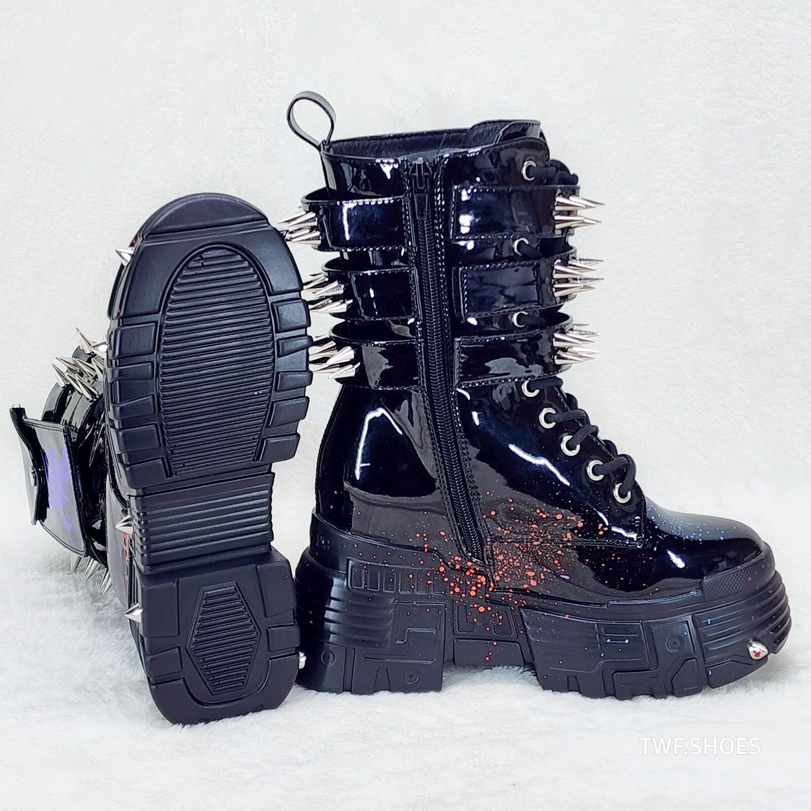 Other Anthony Wang Blackest Night Patent Spatter Cyber Punk Goth P Size US 8.5 / IT 38.5 - 2 Thumbnail