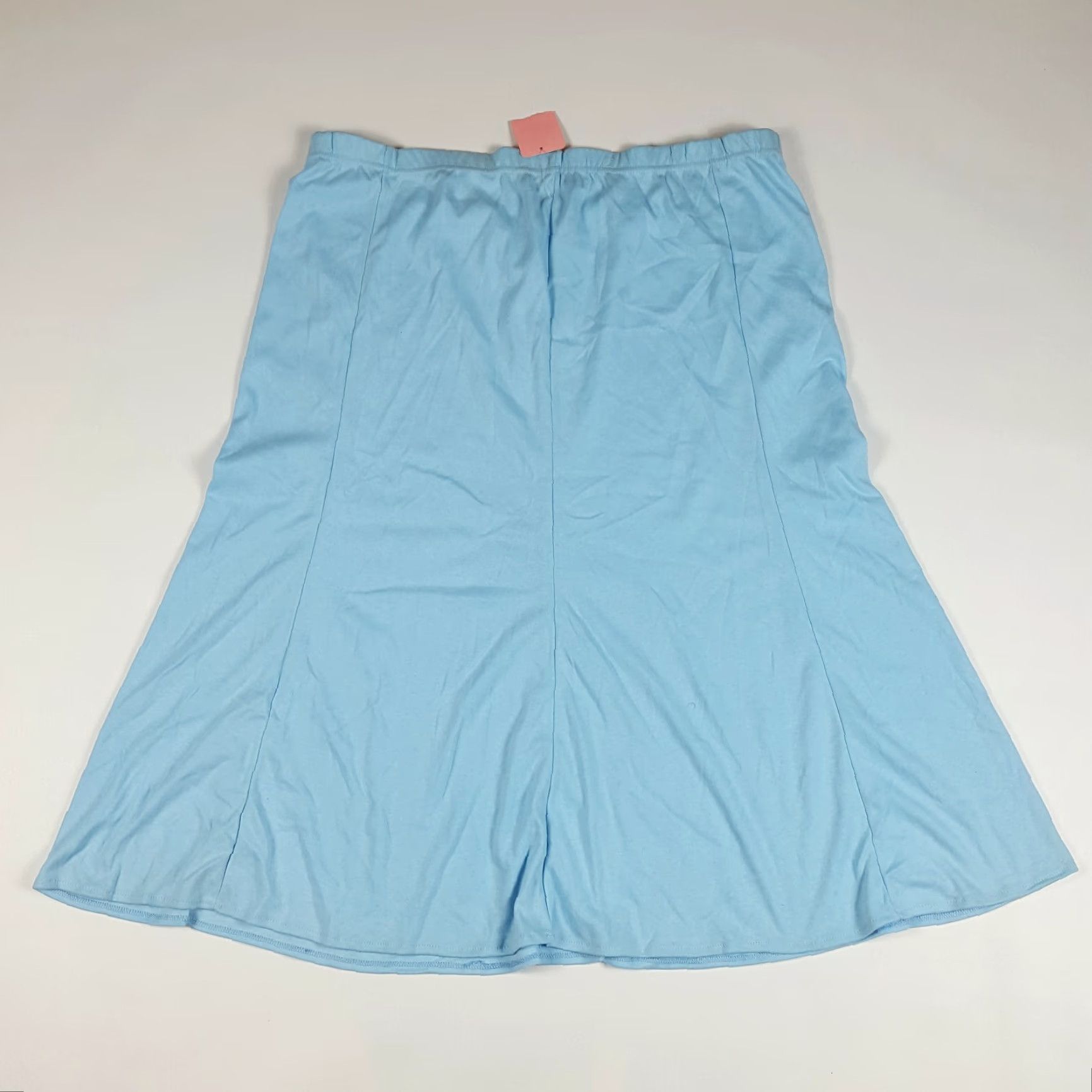 Vintage VINTAGE Allura Sky Blue Midi A-Line Skirt Women's 2XL Elastic Waist Casual Retro 80s 90s Cotton Blend Solid Blue, Pull On, Fall Spring Summer Winter Size 40" / US 18 - 4 Thumbnail