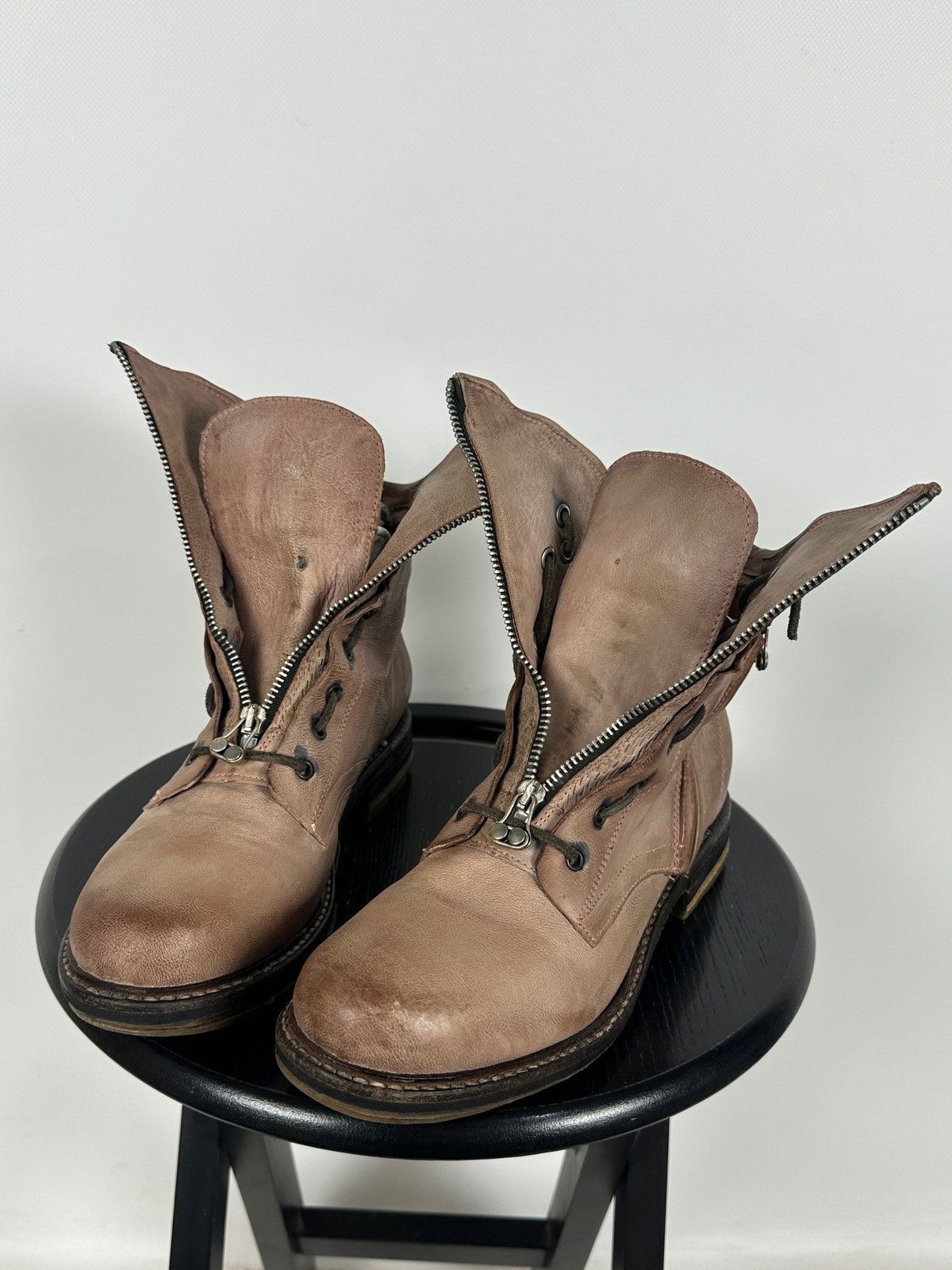 A.S.98 A.S.98. Airstep Leather Front Zip Biker Combat Ankle Boots Size US 10 / IT 40 - 13 Thumbnail