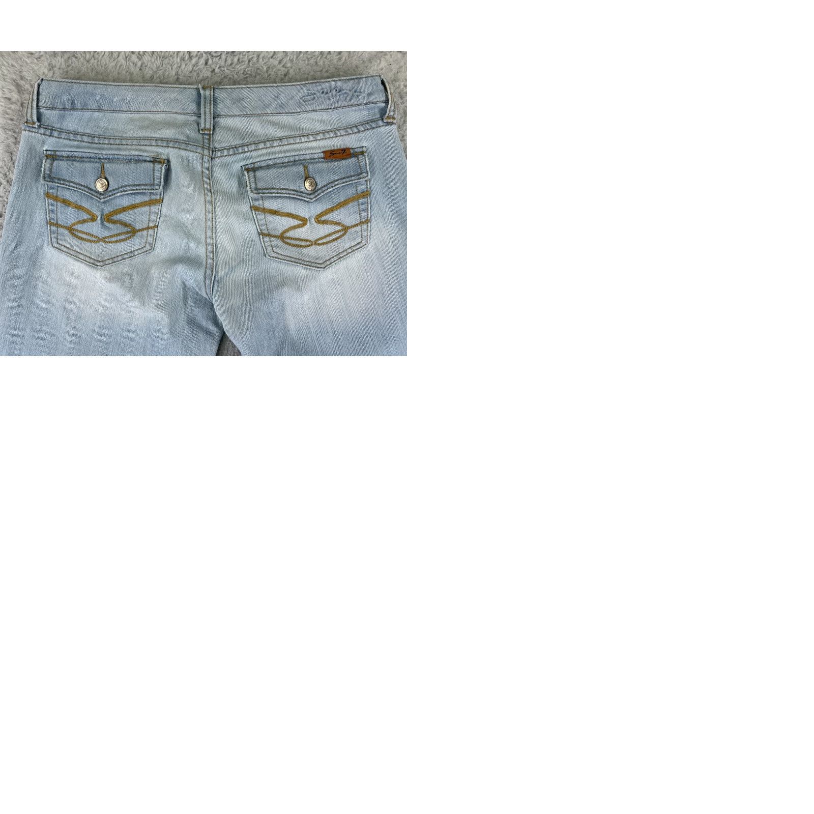 Vintage Seven7 Jeans Women 30 Blue Denim Boot Cut Light Wash Distressed 32x32 Size 30" / US 8 / IT 44 - 10 Thumbnail