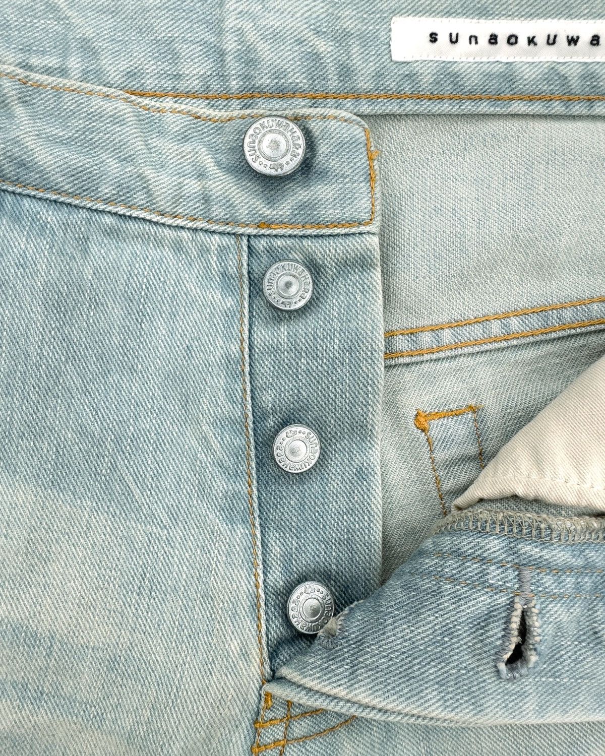 Issey Miyake 2000s Sunao Kuwahara Distressed Appliqué Laced Jeans Size US 32 / EU 48 - 2 Thumbnail