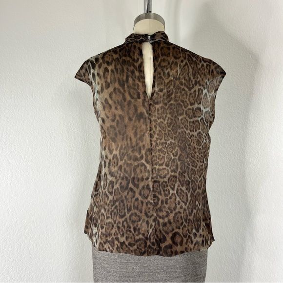 Vintage Tuleh Leopard Sheer Tie Blouse Sample SS 15 Size M / US 6-8 / IT 42-44 - 7 Thumbnail