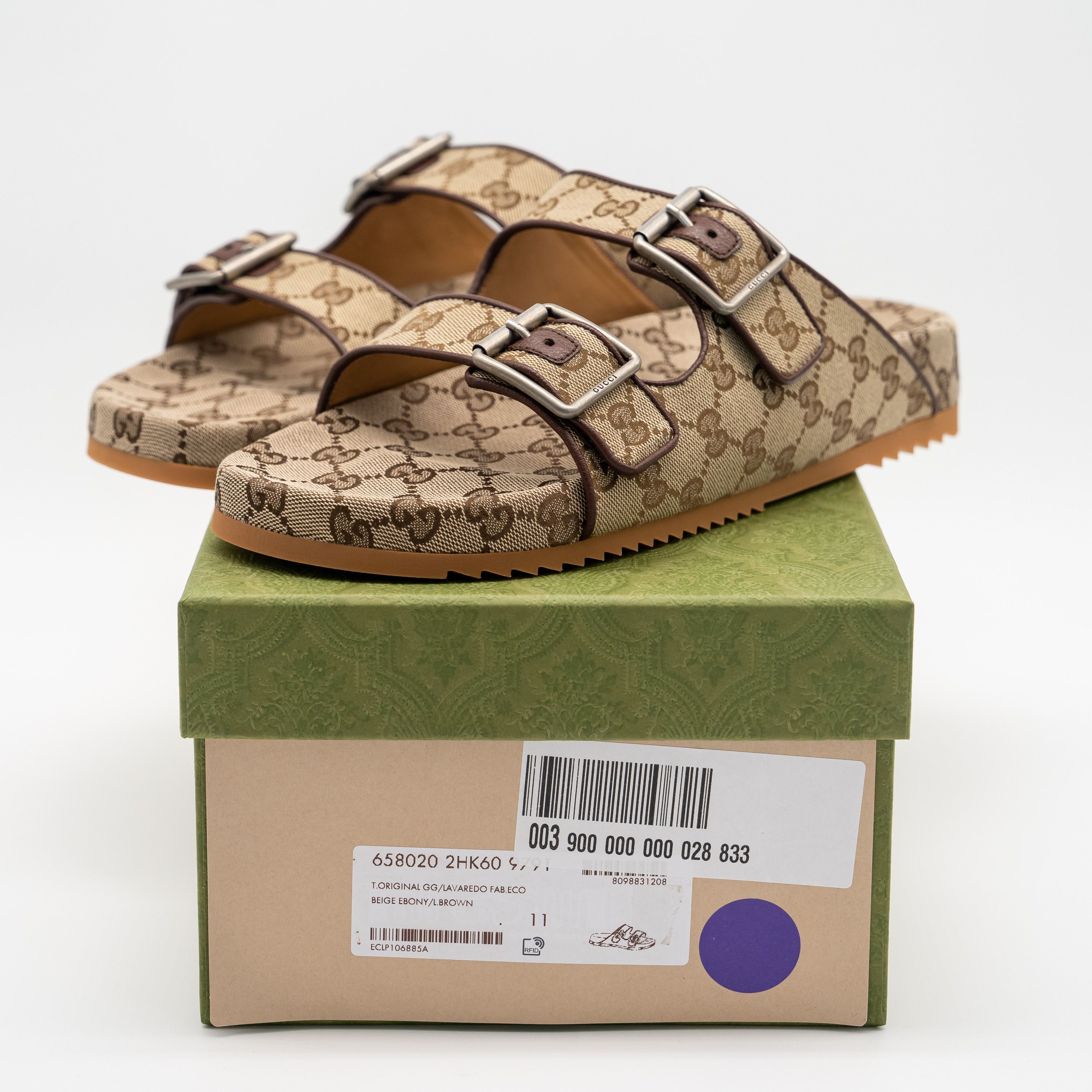Gucci 11G 11.5 US Gucci GG Canvas Slide Sandals Straps Beige Brown Size US 11.5 / EU 44-45 - 11 Thumbnail