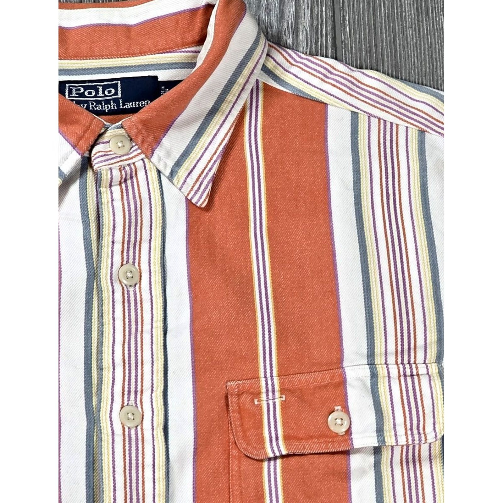 Ralph Lauren VINTAGE Polo Ralph Lauren Men Shirt Denim Navajo Stripe Orange Sz L Kang Size US L / EU 52-54 / 3 - 3 Thumbnail