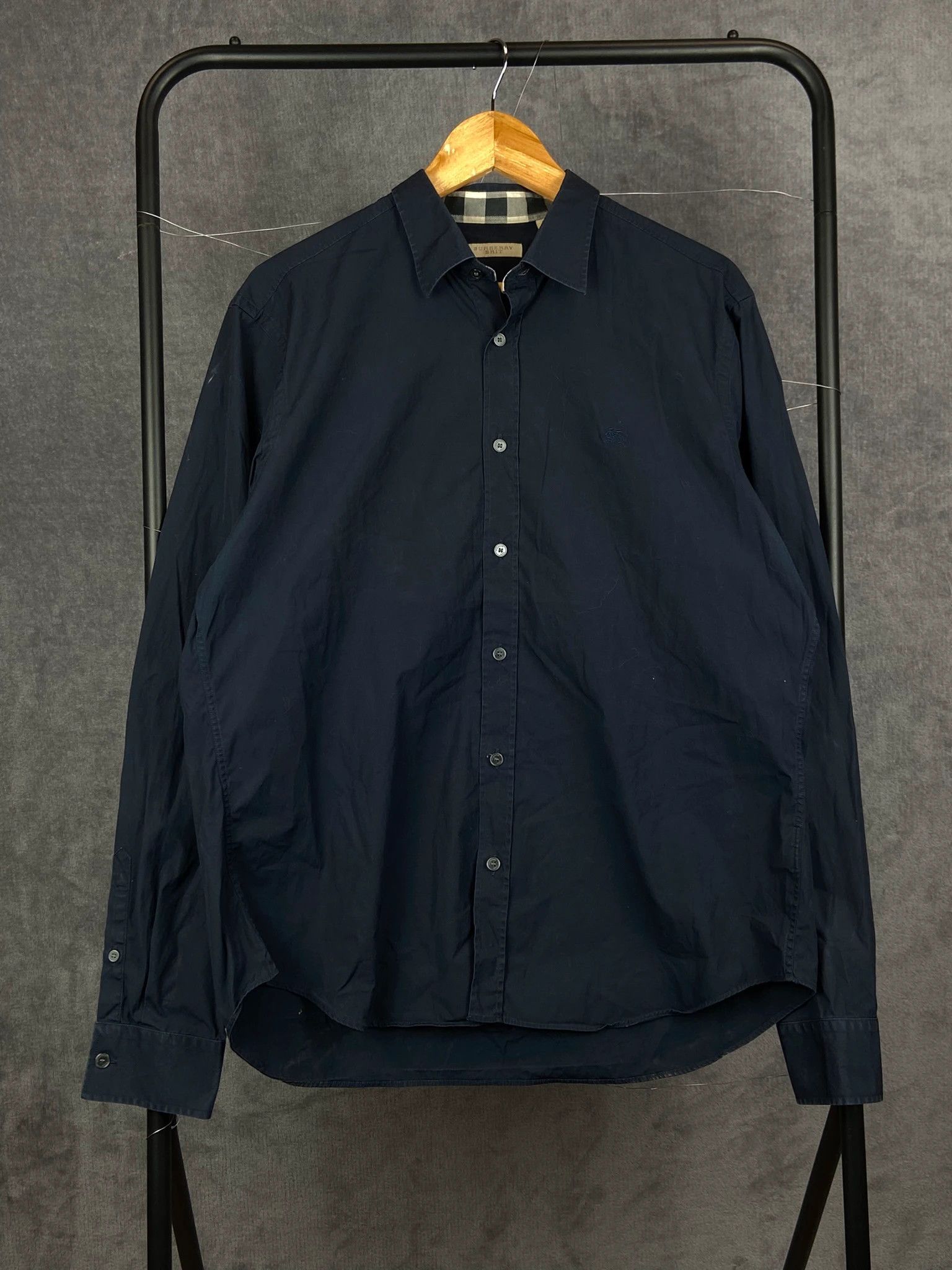 Burberry Burberry Navy Blue Shirt XL Classic Vintage Size US XL / EU 56 / 4 - 2 Thumbnail