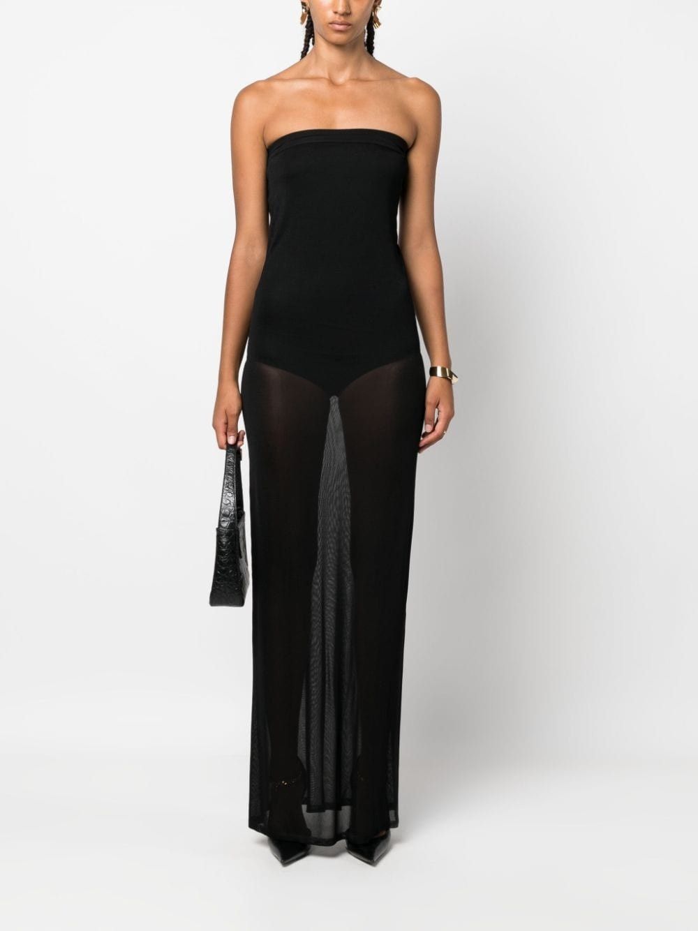 Saint Laurent Paris o1s1wg111124 Long Strapless Dress in Knit in Black Size XS / US 0-2 / IT 36-38 - 2 Thumbnail