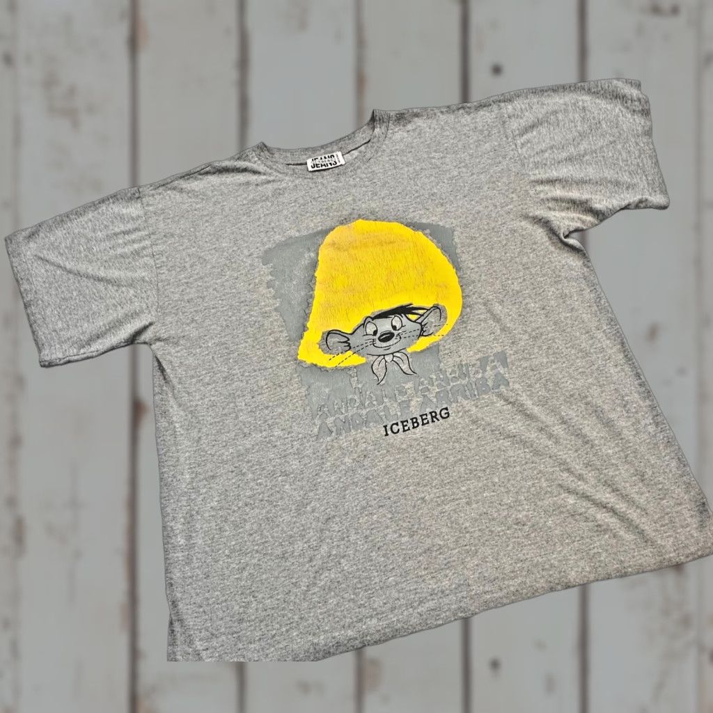 Vintage Iceberg Jeans Tee Mens 2XL Speedy Gonzalez Graphic Made in Italy Iceberg Shirt Graphic Print Cartoon Looney Tunes Summer Spring 90s Mens Size US 39 - 1 Thumbnail