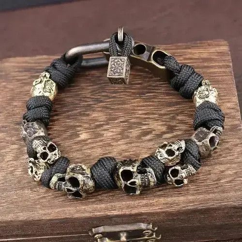 Bead Bracelet x Jewelry Skull Bracelets in Black, Men's