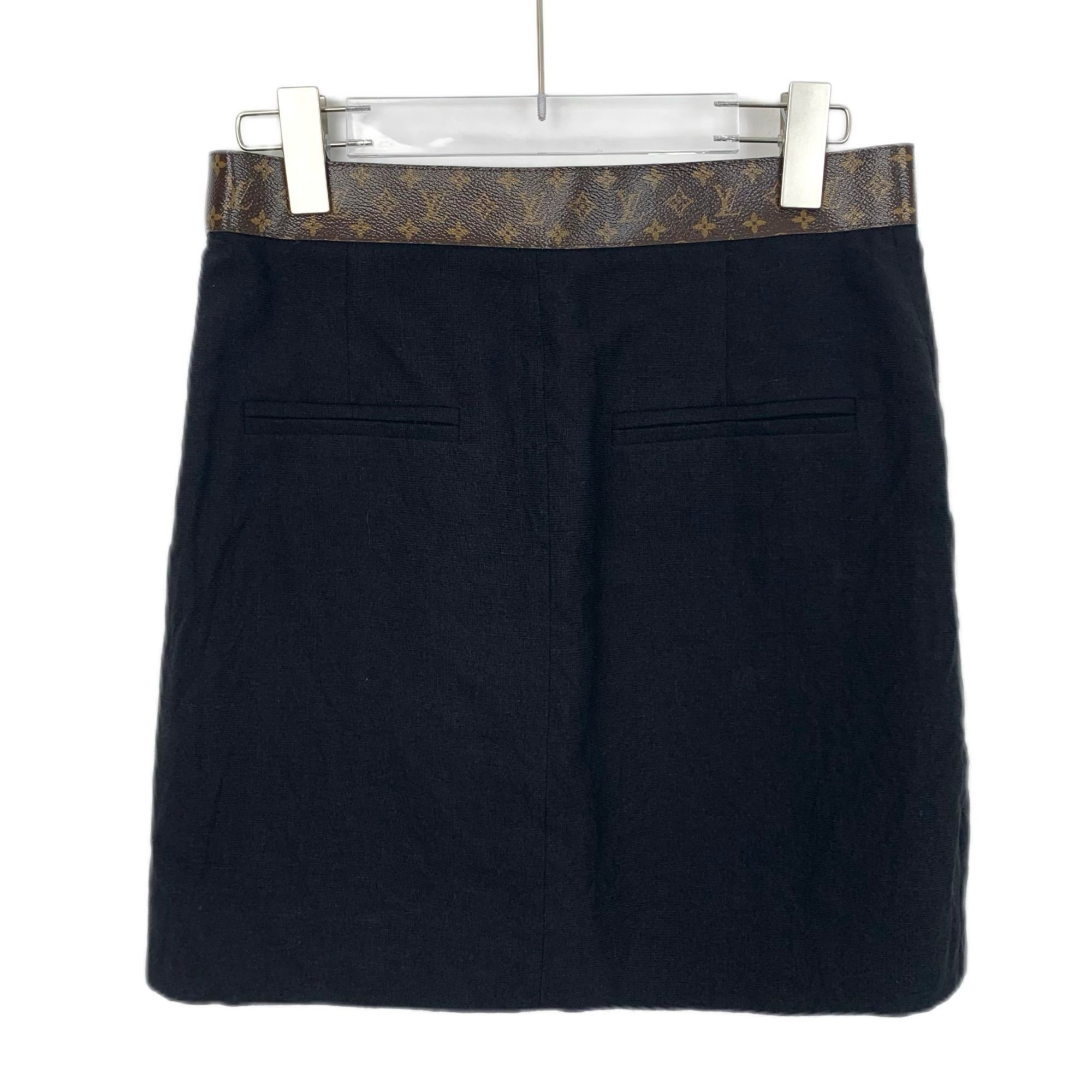 Louis Vuitton Louis Vuitton Black Logo Monogram Belted Linen Casual Skirt Size 38" / US 16 / IT 52 - 10 Thumbnail