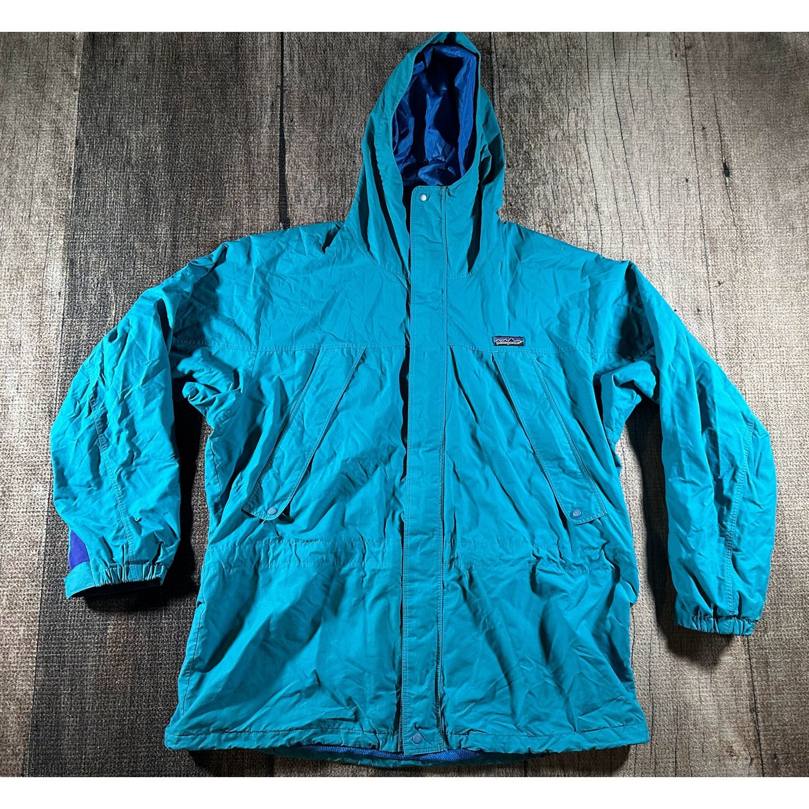 Patagonia Vintage Patagonia Jacket Men XL Teal Blue Hooded Windbreaker Size US XL / EU 56 / 4 - 1 Thumbnail