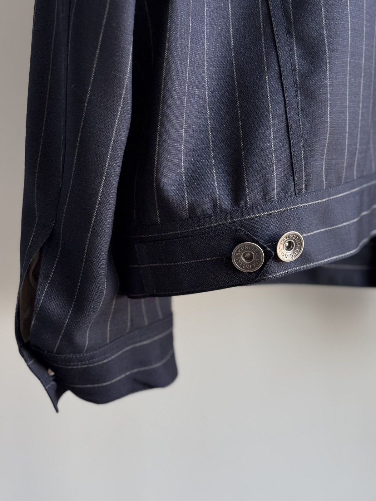 Brunello Cucinelli Brunello Cucinelli Virgin Wool Pinstripe Jacket Size 52 IT Size US L / EU 52-54 / 3 - 13 Thumbnail