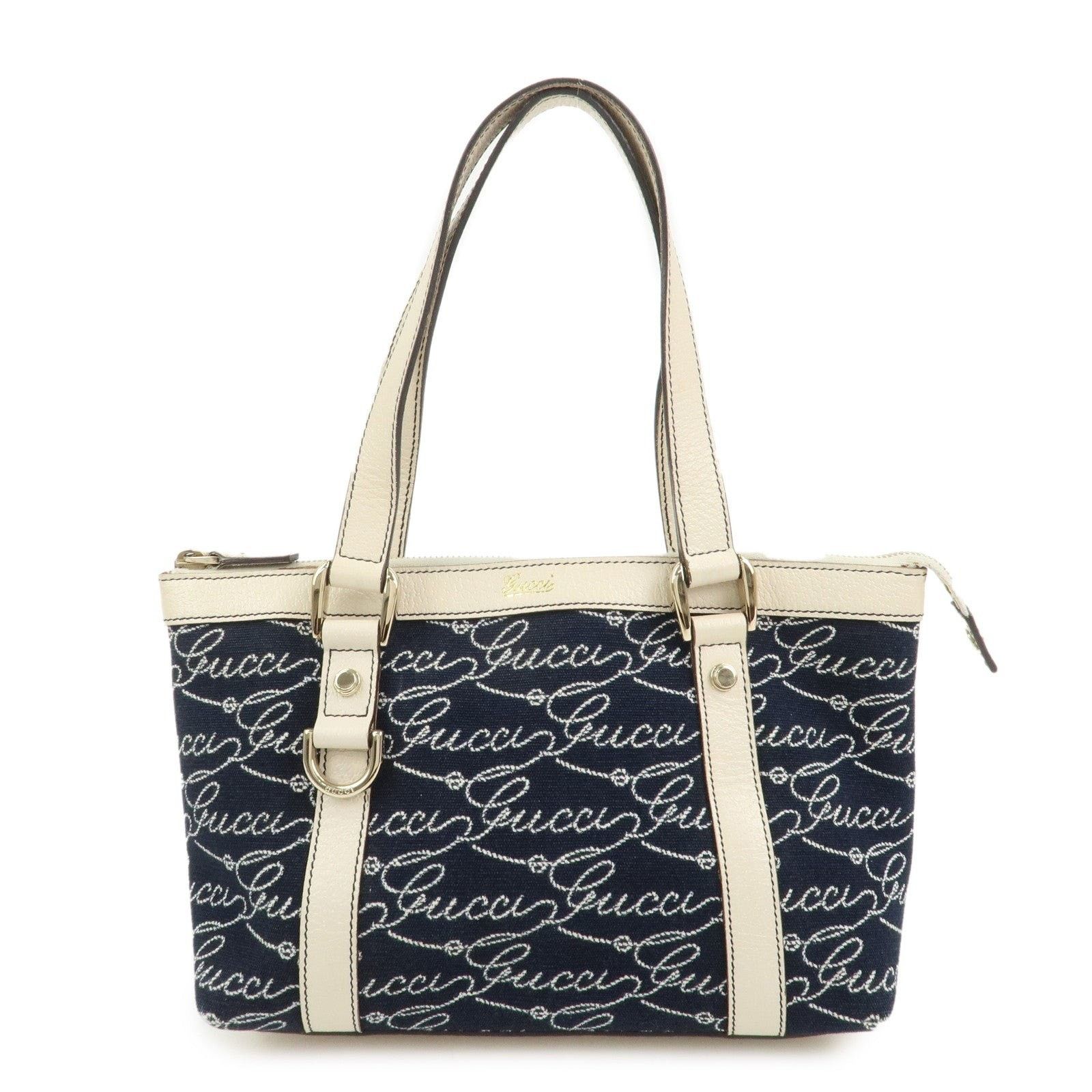 Gucci Gucci Abbey Canvas & Leather Shoulder Bag Navy Size ONE SIZE - 1 Thumbnail
