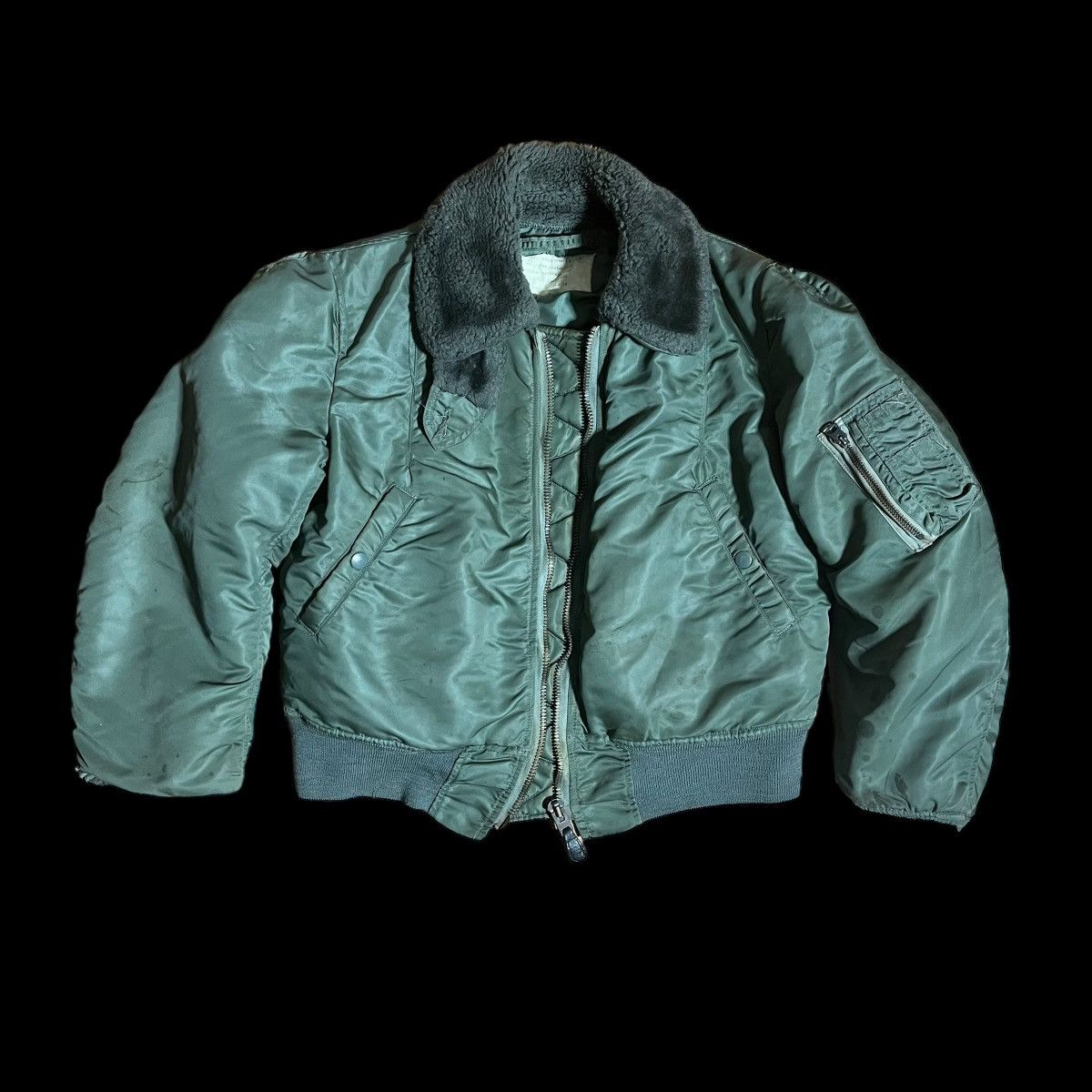 image of Military Bomber Jacket L-17 B Size M Very Worn in Green, Men's