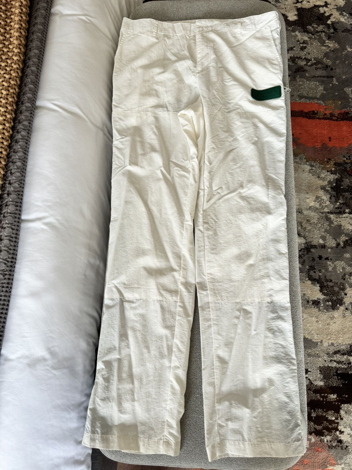 Image of Mifland Ss23 Full Zip Pants White/green Size L, Men's