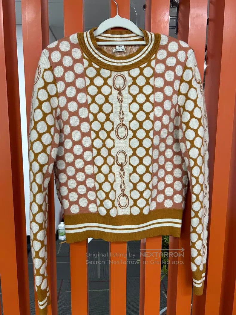 Hermes Hermes Brown Dot Lock扣Embroidered Wool Round Neck Long Sle Size S / US 4 / IT 40 - 1 Thumbnail
