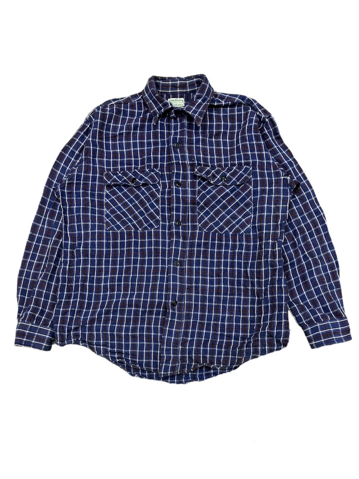 image of Vintage 90’S Sugar Cane Toyo Enterprise Sashiko Flannel in Blue, Men's (Size Large)