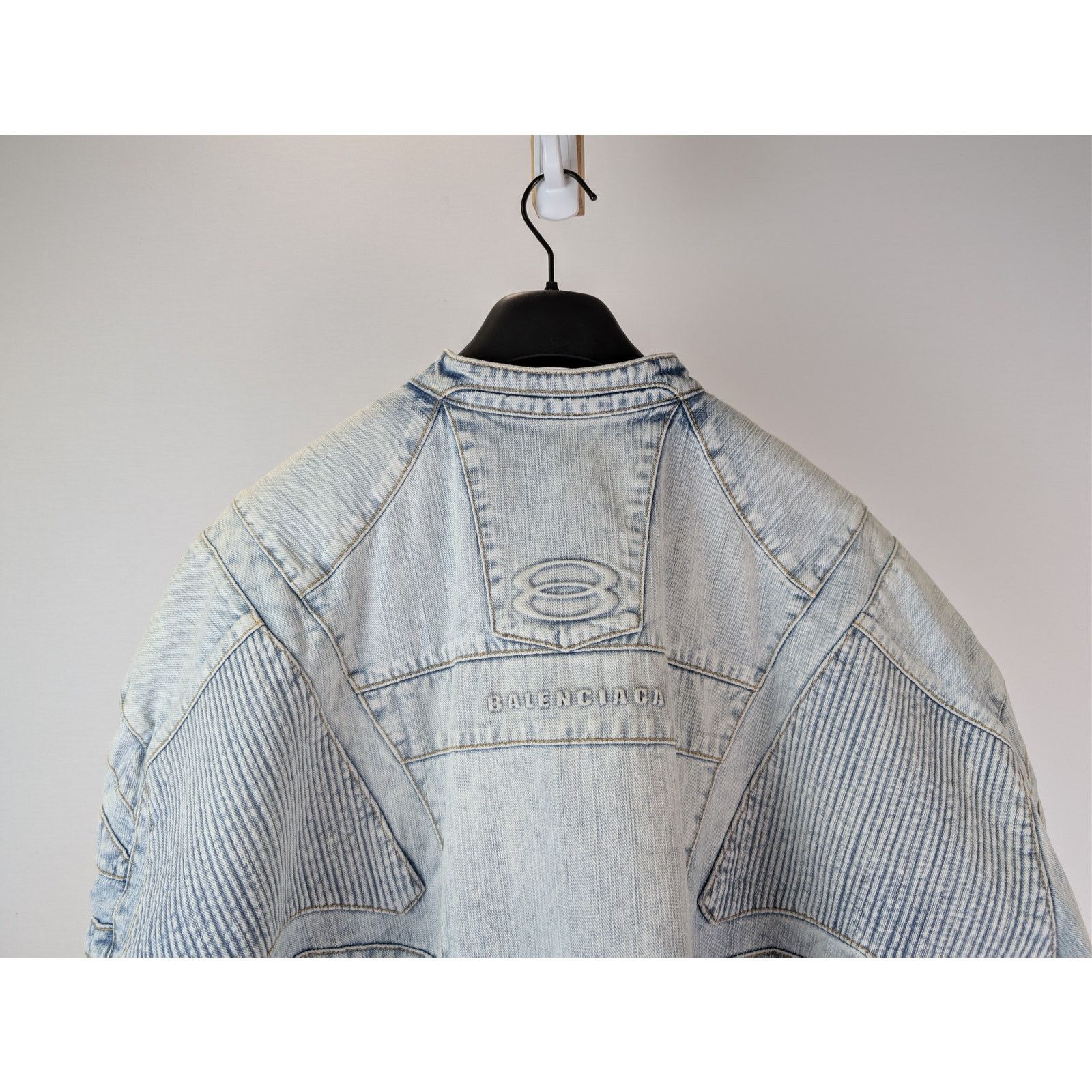 Balenciaga o1rshd1 Italian Indigo Ring Denim Racer Jacket Bleached Ring Size US XL / EU 56 / 4 - 13 Thumbnail