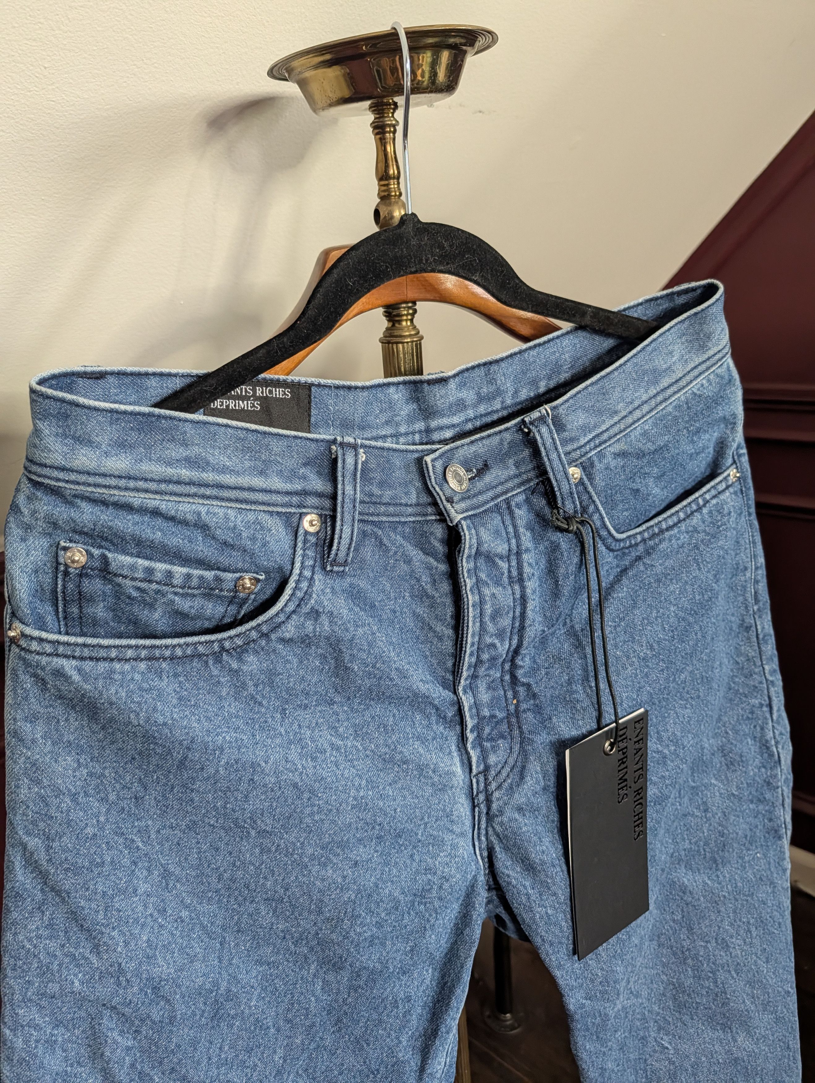 Enfants Riches Deprimes RARE FW22 blue flannel lined salmon denim jeans w tags Size US 31 - 2 Thumbnail