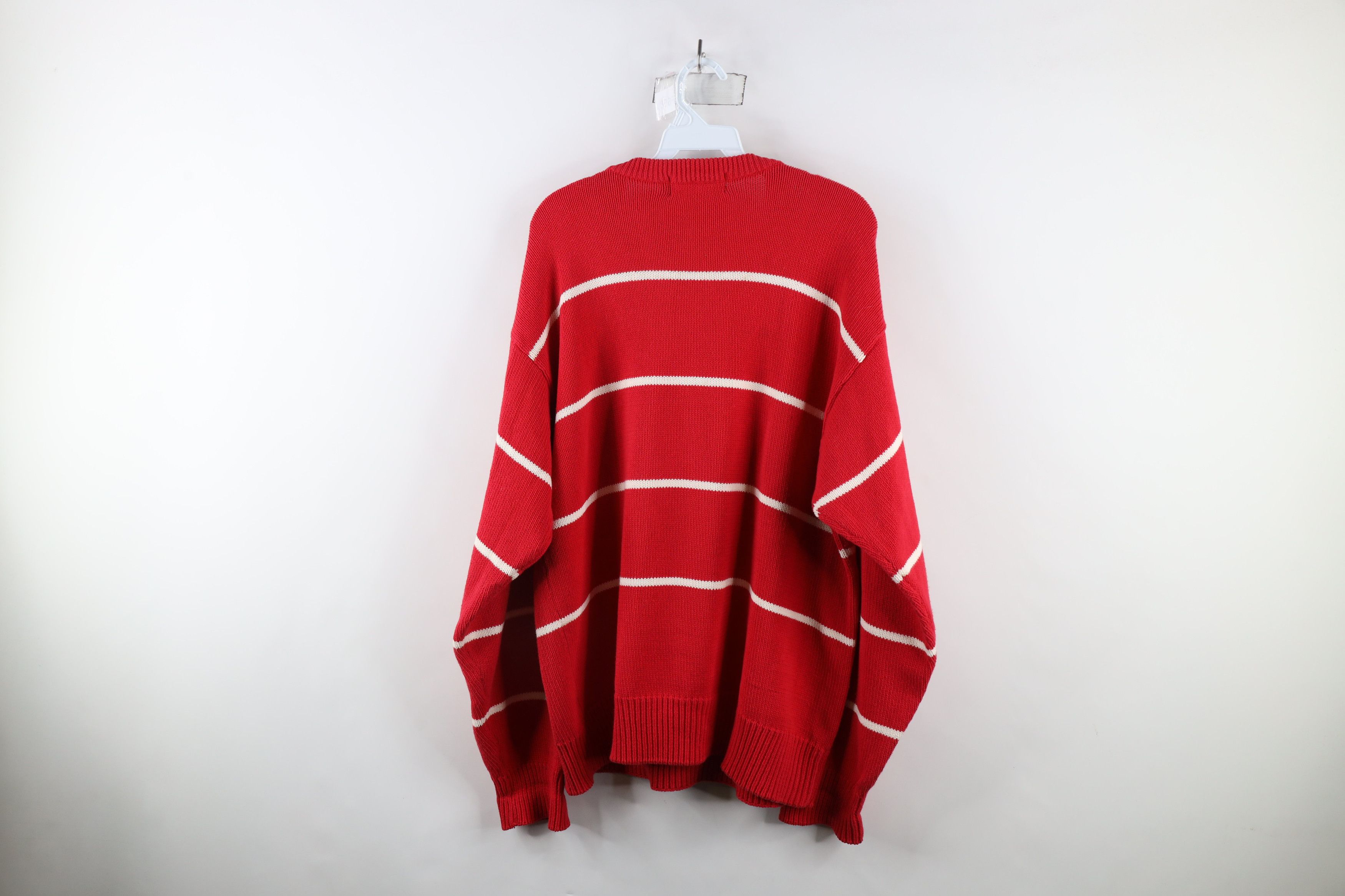 Eddie Bauer × Vintage Vintage 90s Eddie Bauer Cotton Knit Crewneck Sweater Red Size US L / EU 52-54 / 3 - 7 Thumbnail